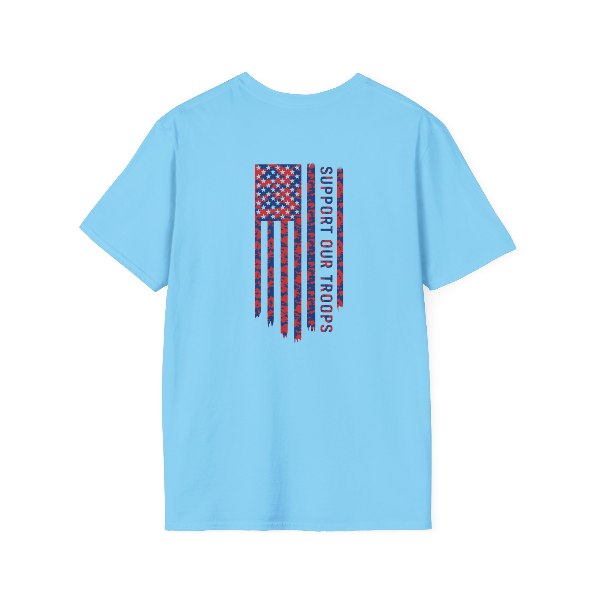 Valuetainment Men's USA Distress Flag Unisex Softstyle T-Shirt - Image 16