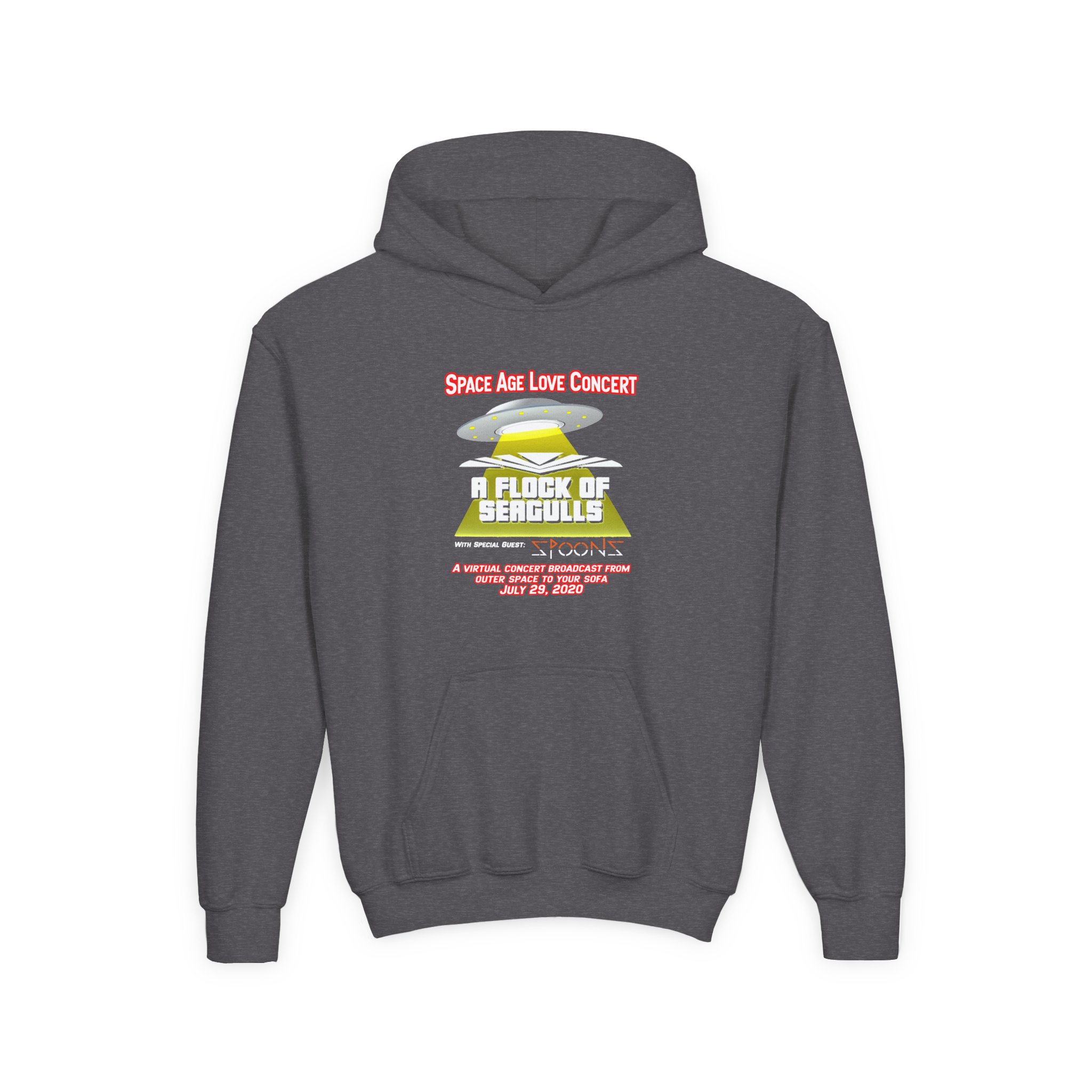 A Flock of Seagulls Space Age Love Concert Youth Heavy Blend Hooded Sweatshirt - Image 5
