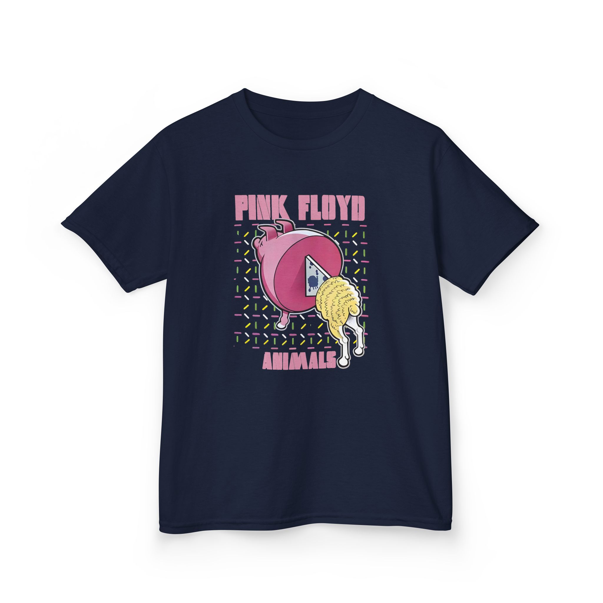 Pink Floyd Animals Oink Oink Kids Pink Retro Cartoon Graphic Tee - Image 11