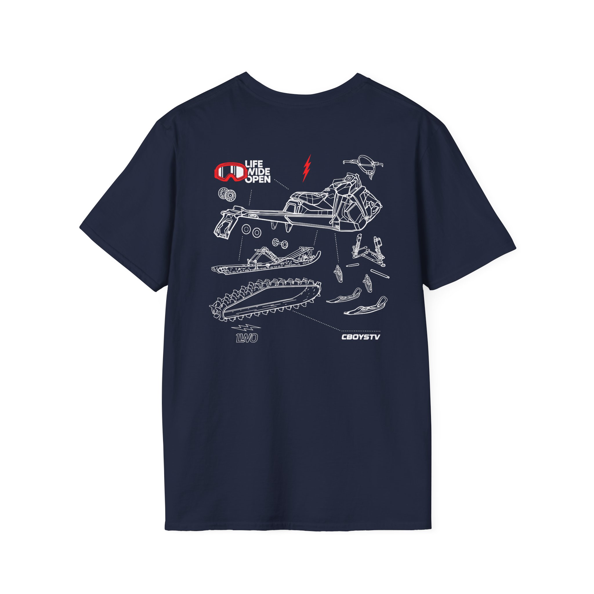 Cboystv Snowmobile Blowup Unisex Softstyle T-Shirt - Image 18