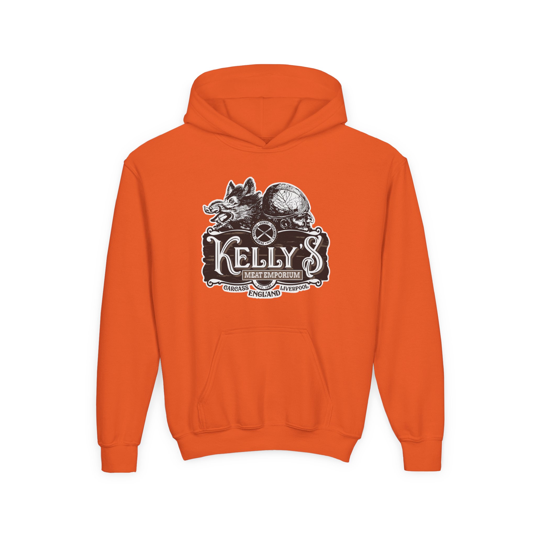 Youth Carcass Kelly's Meat Emporium Heavy Blend Hooded Sweatshirt - Image 9