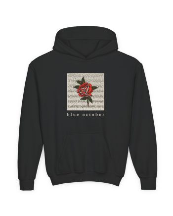 Blue October Rose Lyric Youth Heavy Blend Hooded Sweatshirt