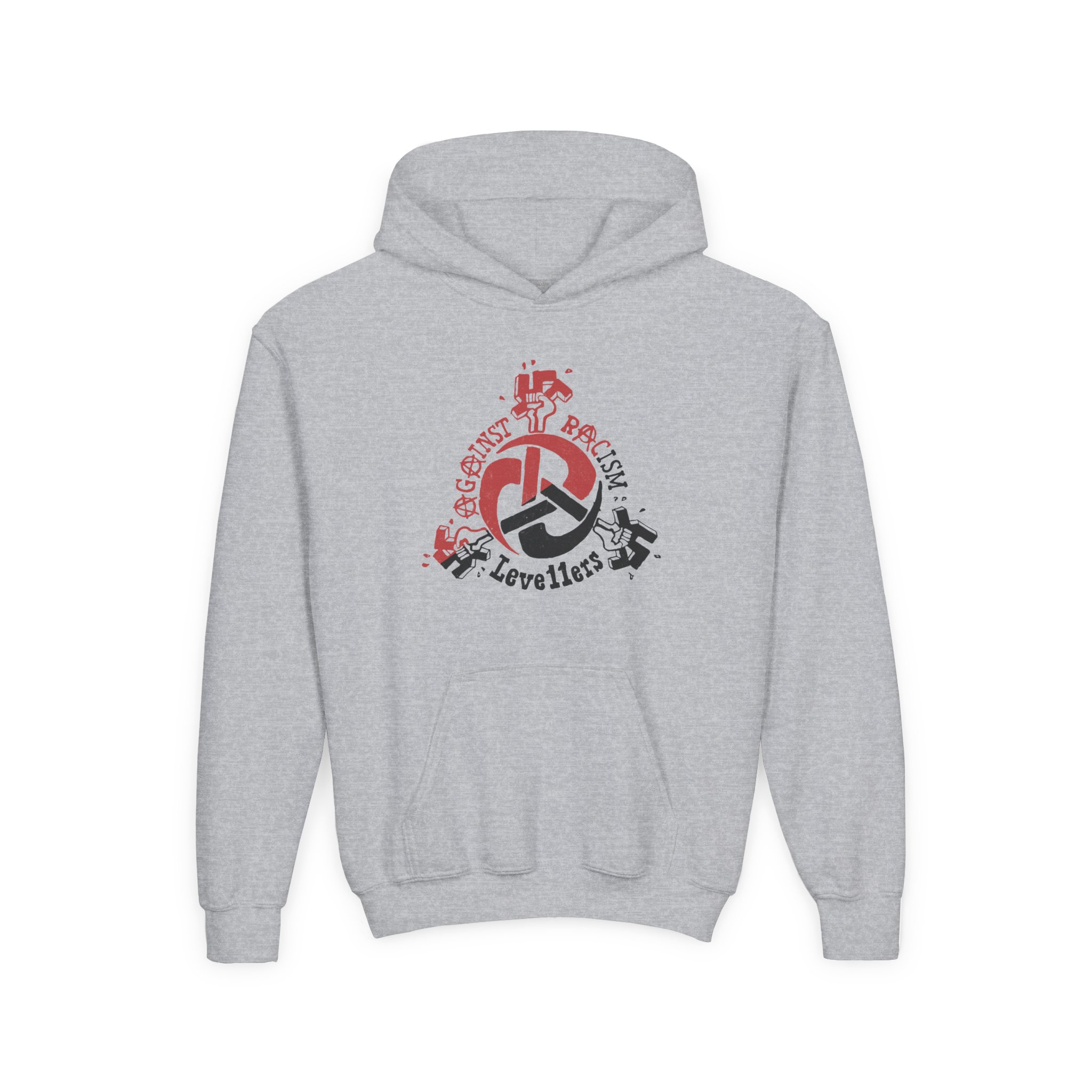 Levellers Against Racism Youth Heavy Blend Hooded Sweatshirt - Image 3