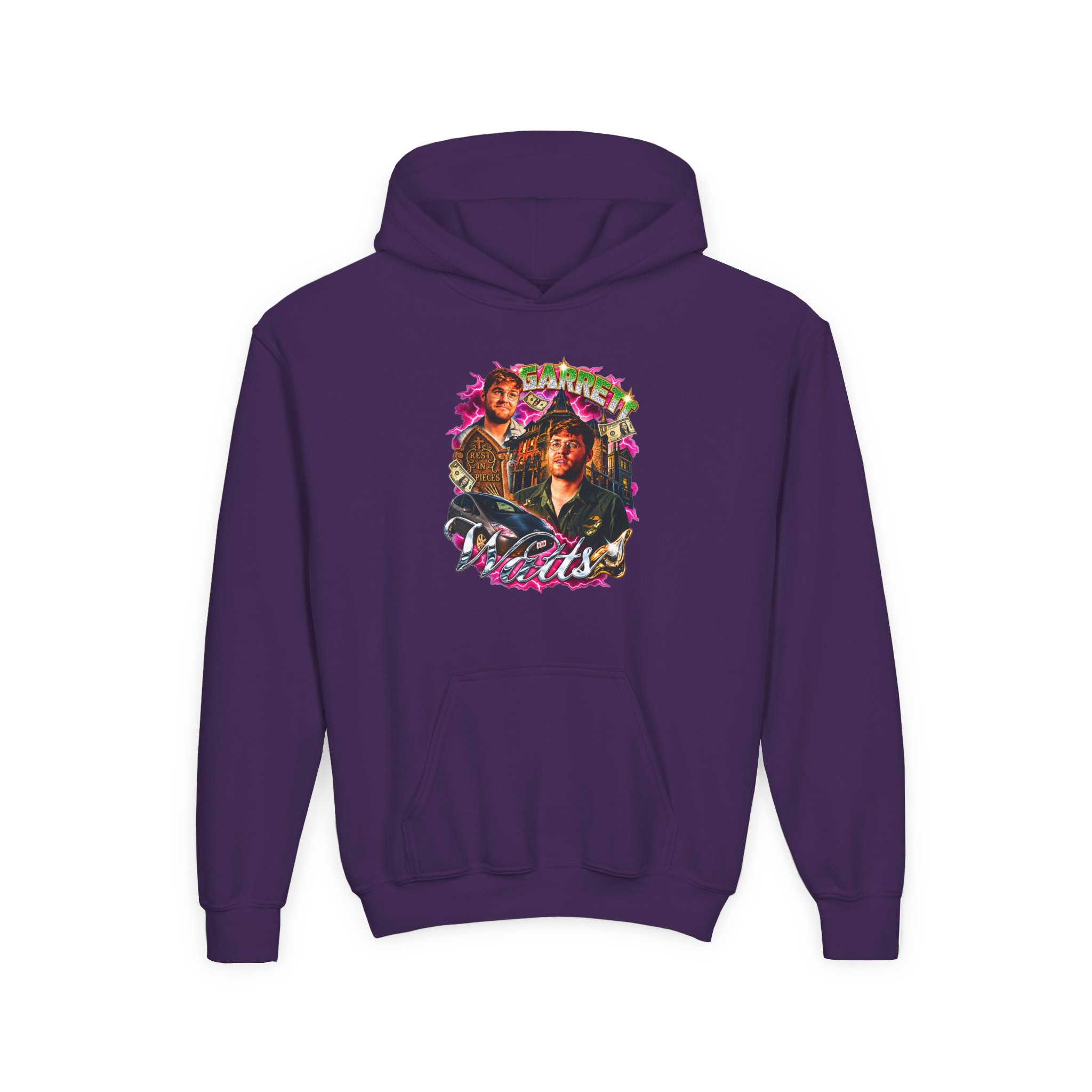 Garrett Watts Bootleg 90's Rap Youth Heavy Blend Hooded Sweatshirt - Image 7
