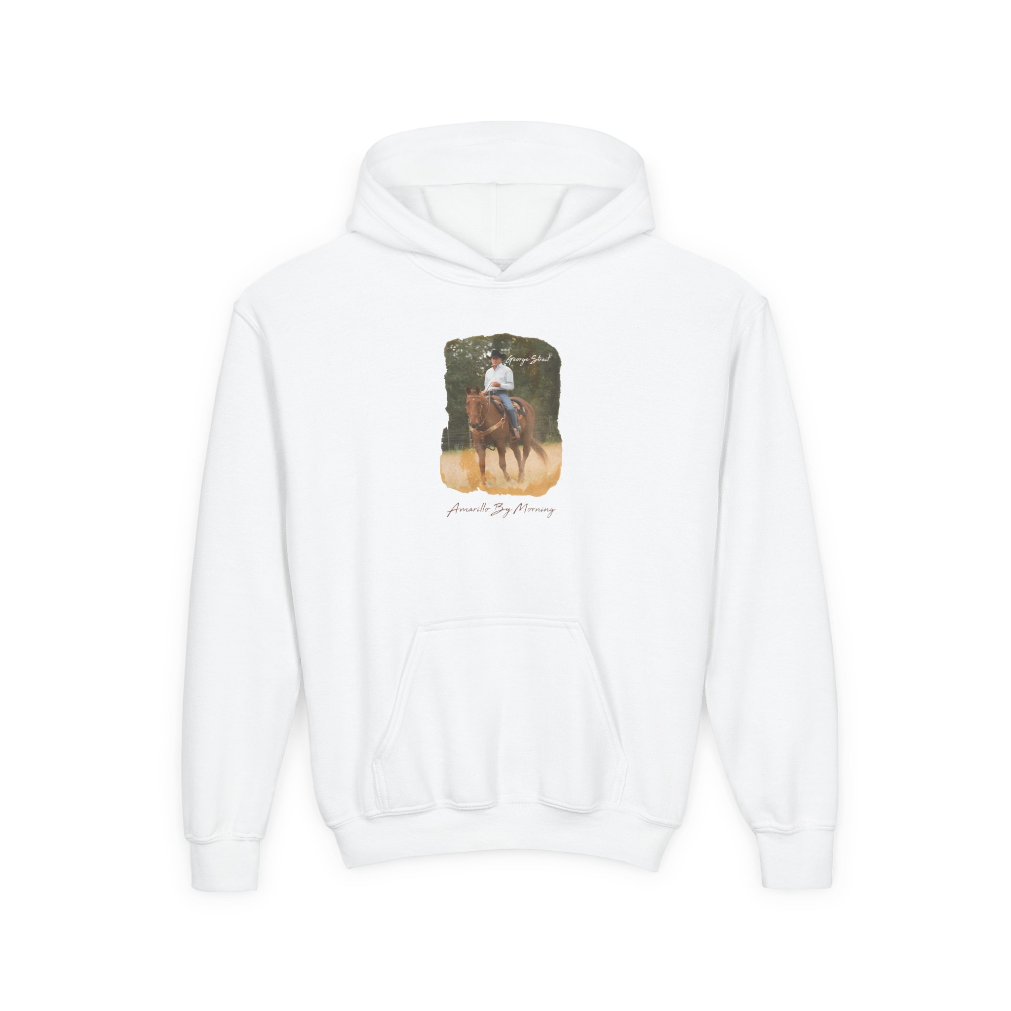 George Strait Amarillo by Morning Youth Heavy Blend Hooded Sweatshirt