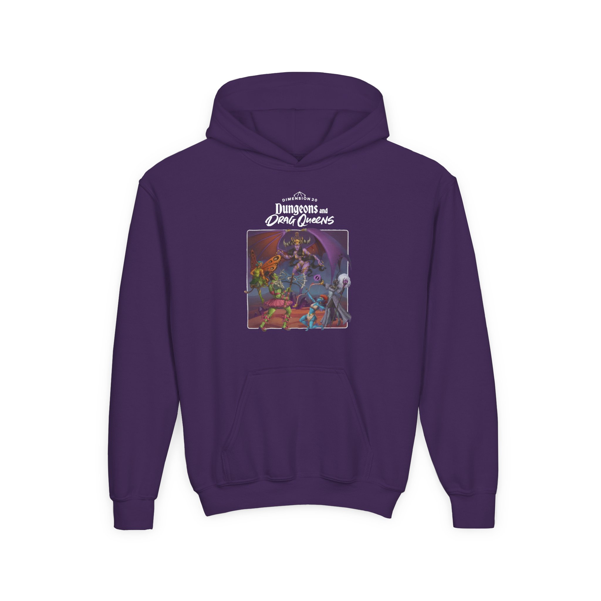 Dropout Dungeons and Drag Queens Youth Heavy Blend Hooded Sweatshirt - Image 9