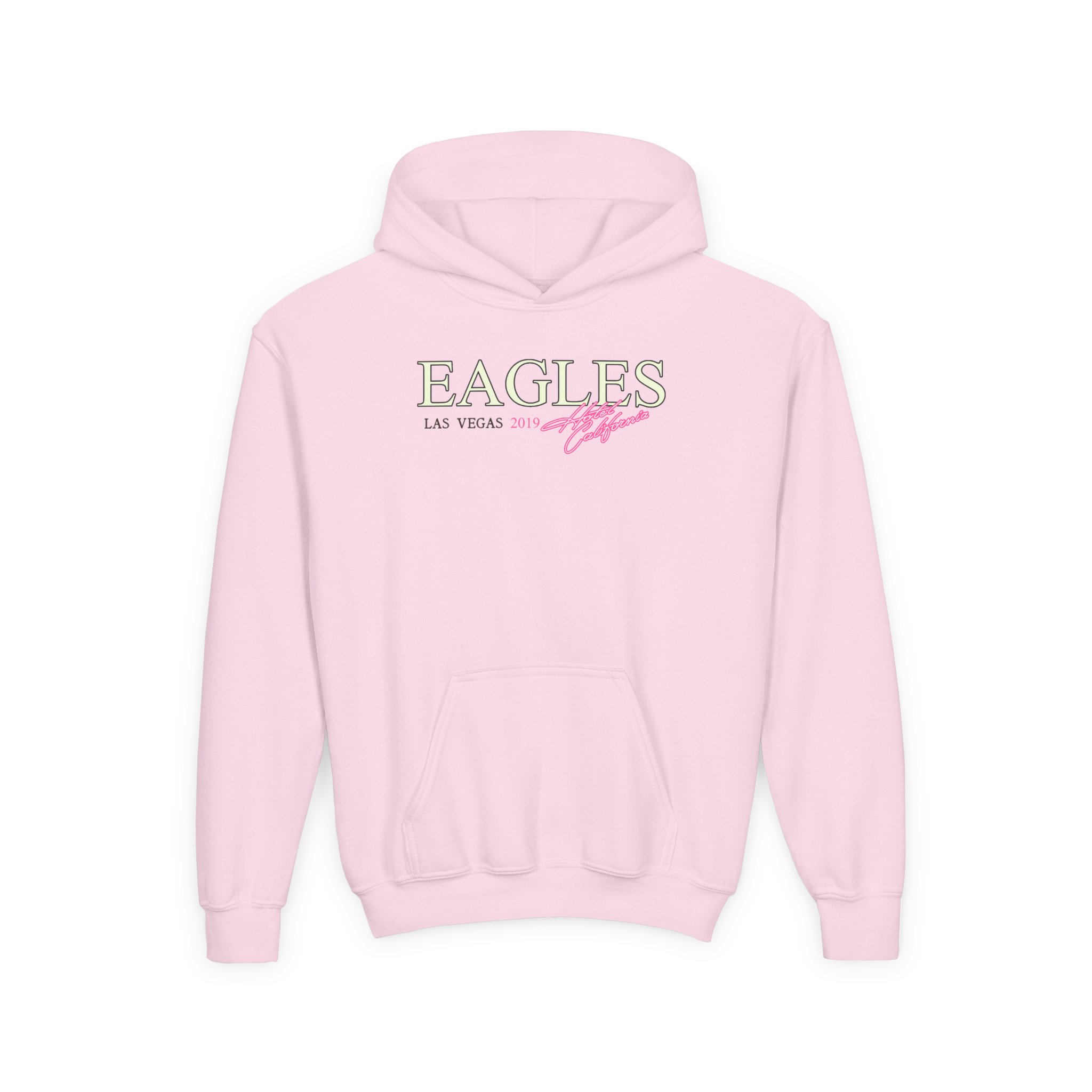 Youth The Eagles Hotel California Las Vegas 2019 Heavy Blend Hooded Sweatshirt - Image 7