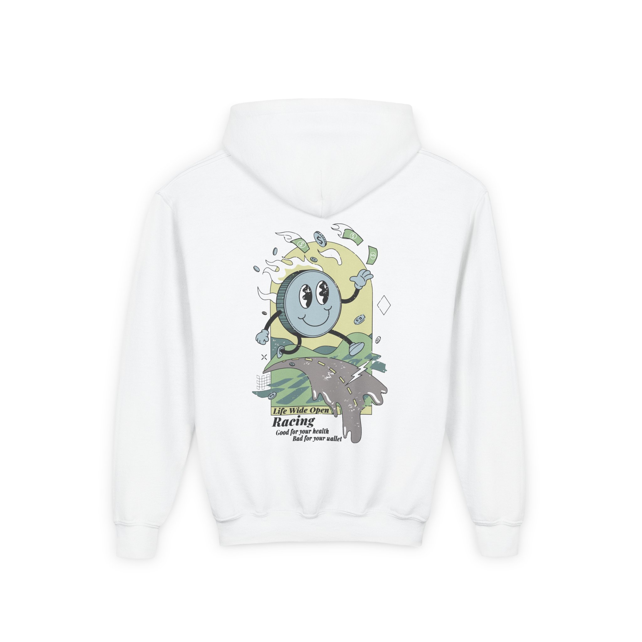 Cboystv Racing Coin Youth Heavy Blend Hooded Sweatshirt - Image 2