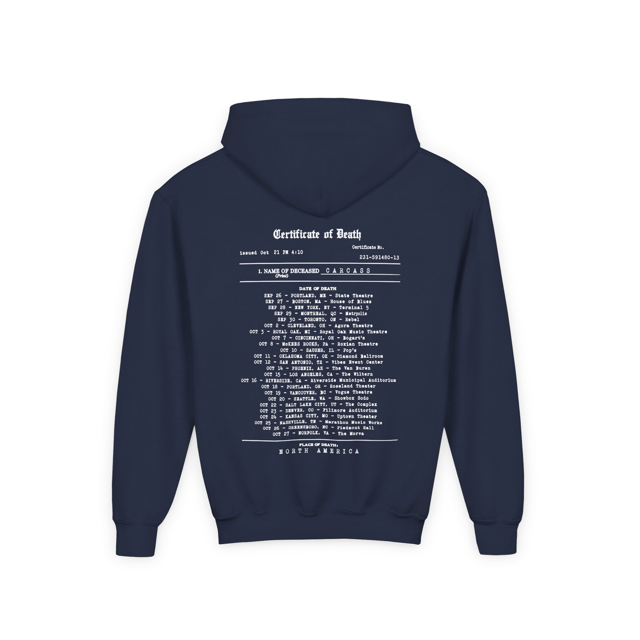 Youth Carcass Certificate of Death Heavy Blend Hooded Sweatshirt - Image 8