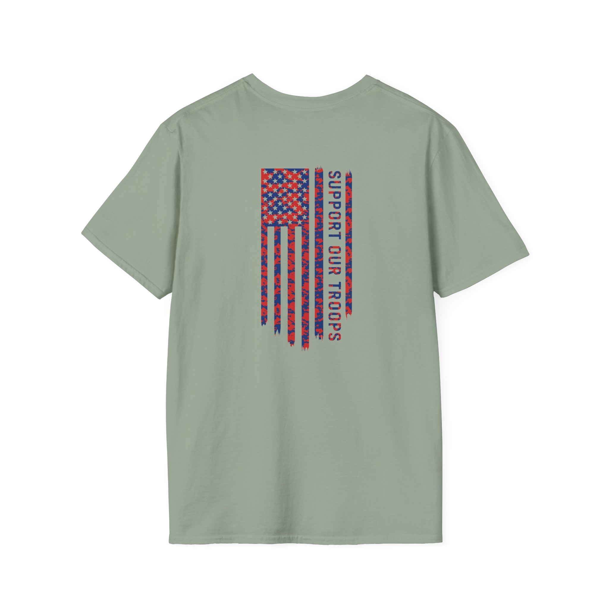 Valuetainment Men's USA Distress Flag Unisex Softstyle T-Shirt - Image 12