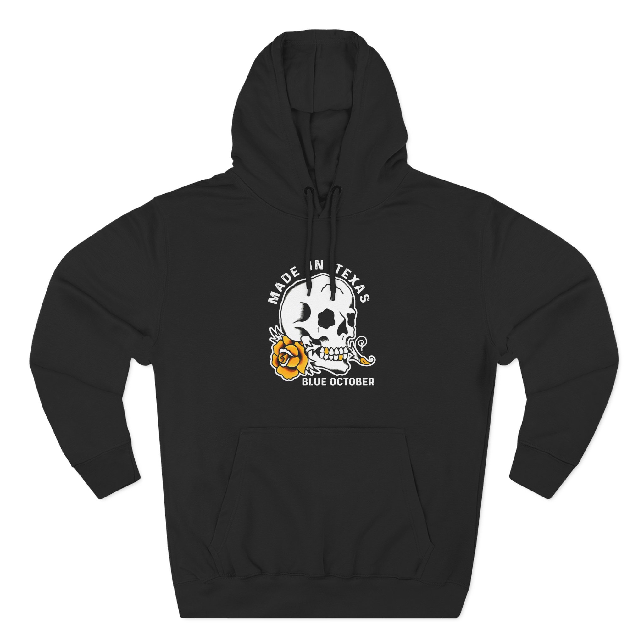 Blue October Skull Rose Three-Panel Fleece Hoodie
