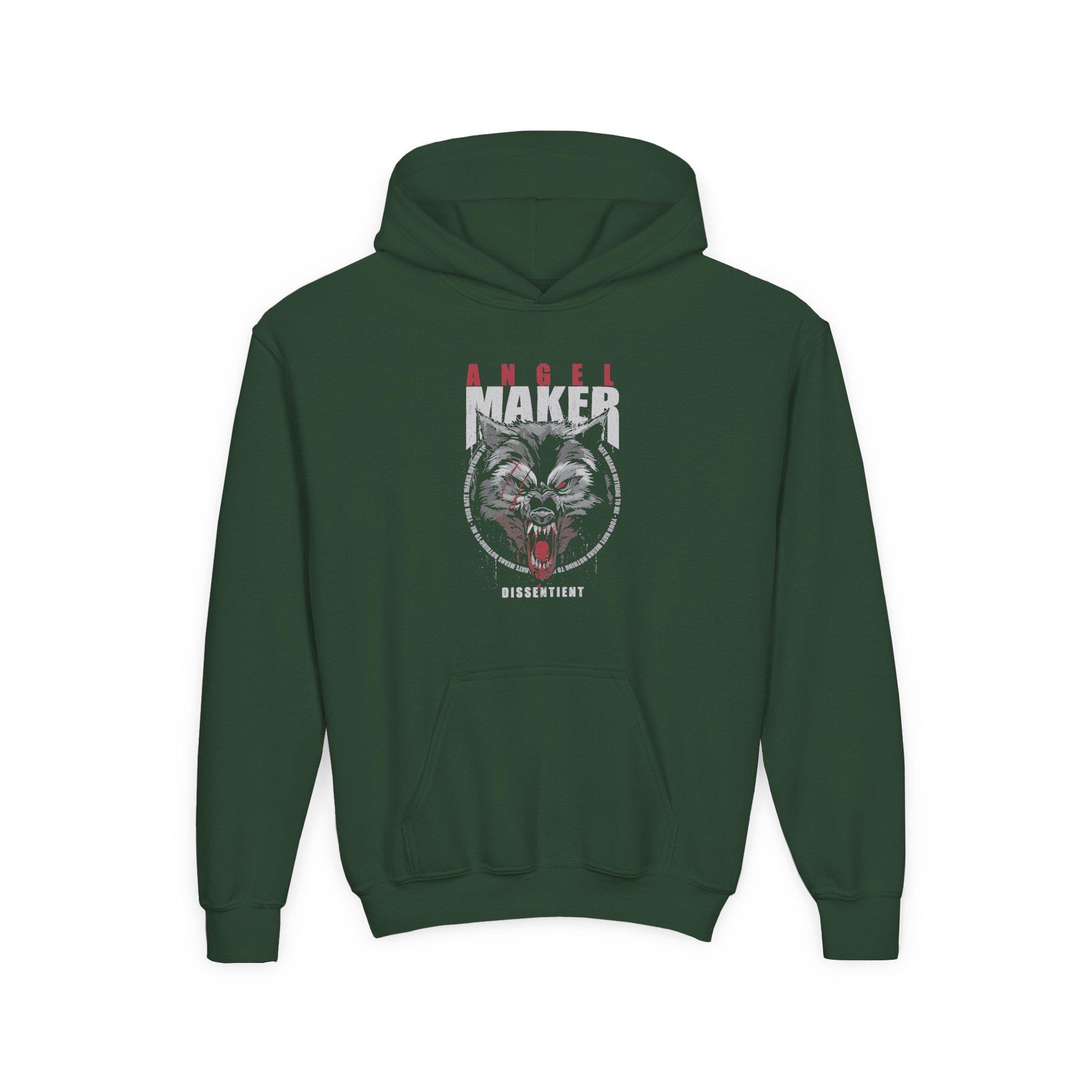 Angelmaker Battle Wolf Youth Heavy Blend Hooded Sweatshirt - Image 5