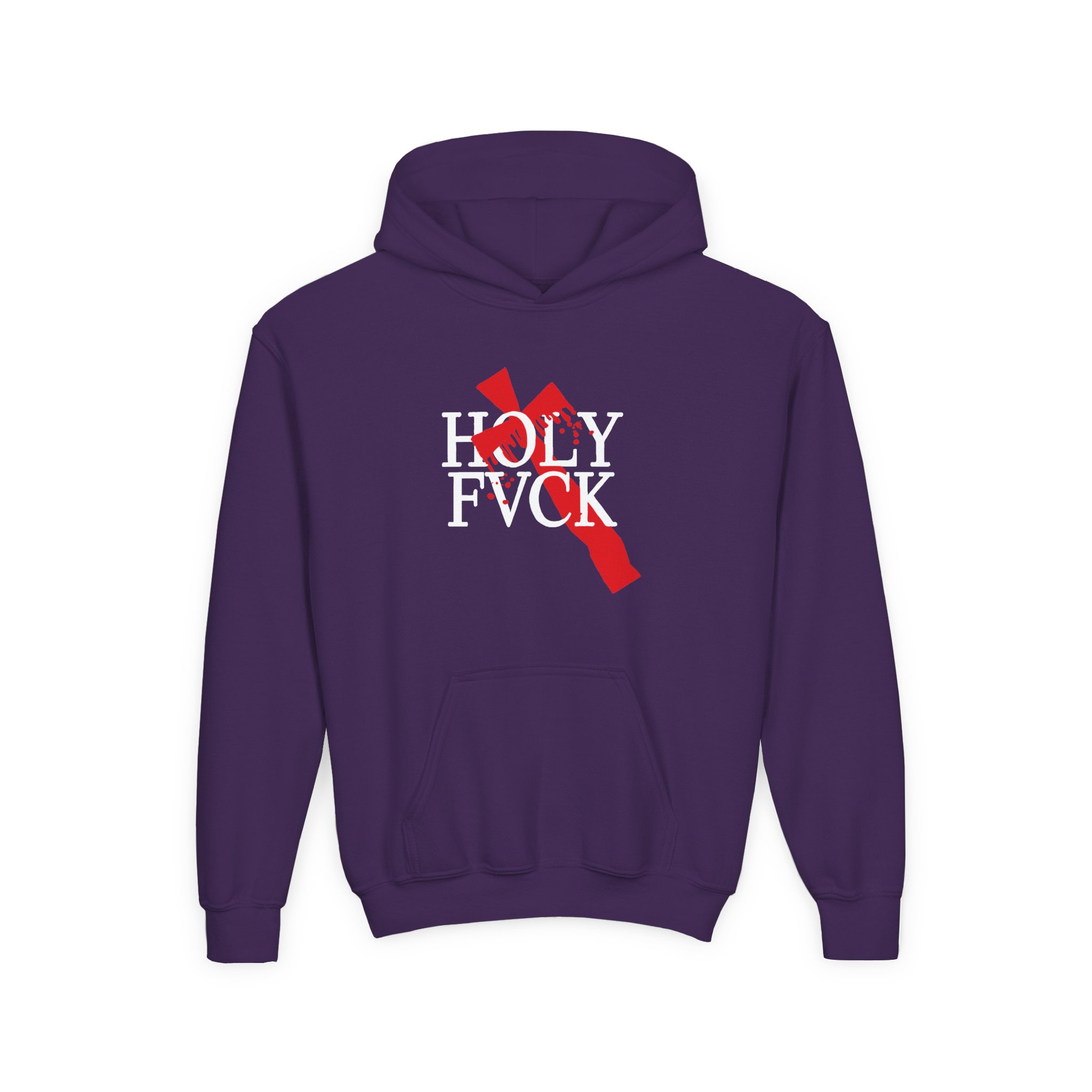 D L Bleeding Cross Youth Heavy Blend Hooded Sweatshirt - Image 7
