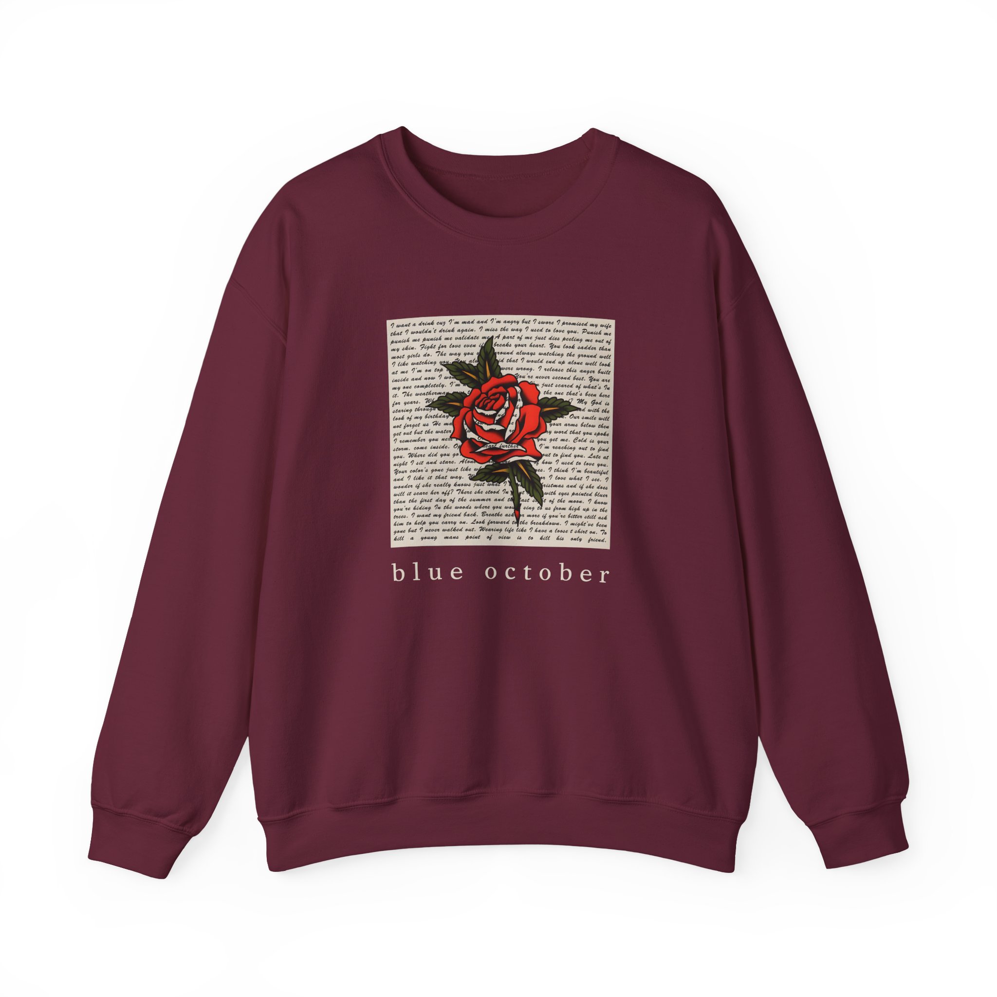 Blue October Rose Lyric Unisex Heavy Blend™ Crewneck Sweatshirt - Image 3
