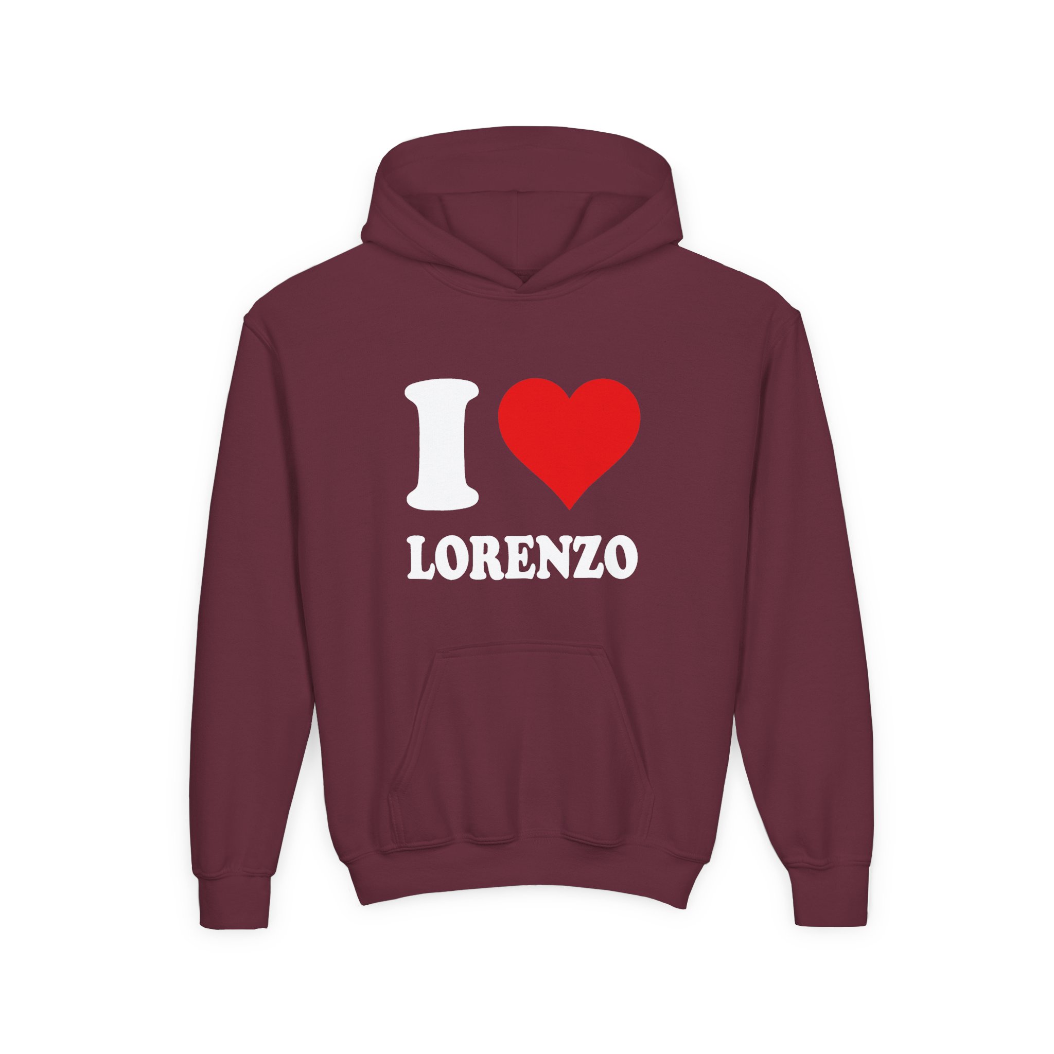 Youth Chris Lorenzo I Love Heavy Blend Hooded Sweatshirt - Image 3