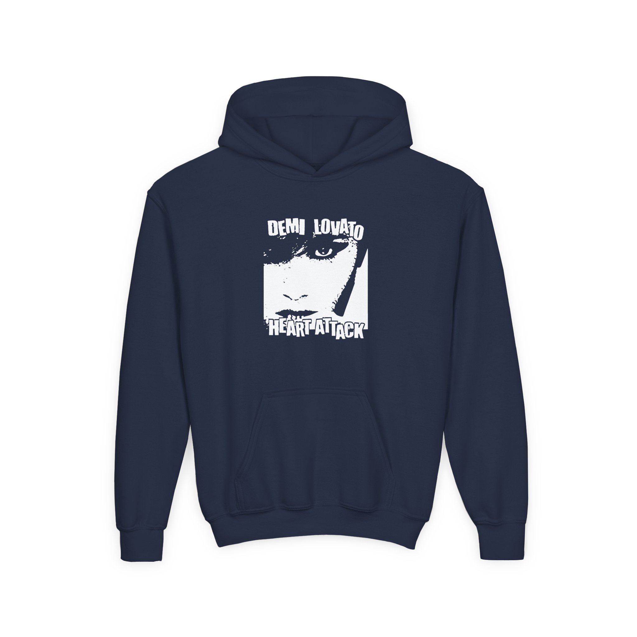 D L Heart Attack Anniversary Youth Heavy Blend Hooded Sweatshirt - Image 7