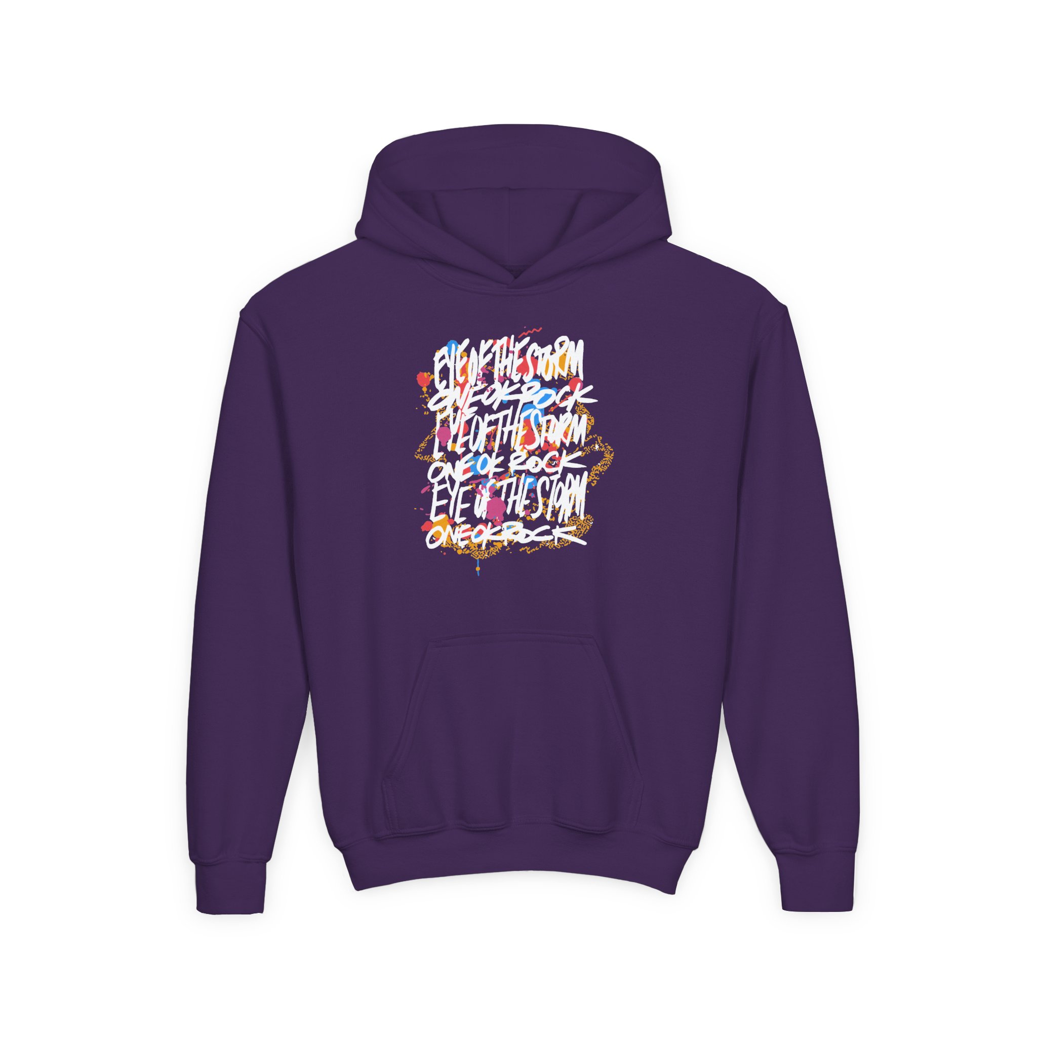 One Ok Rock Painted Storm Youth Heavy Blend Hooded Sweatshirt - Image 9