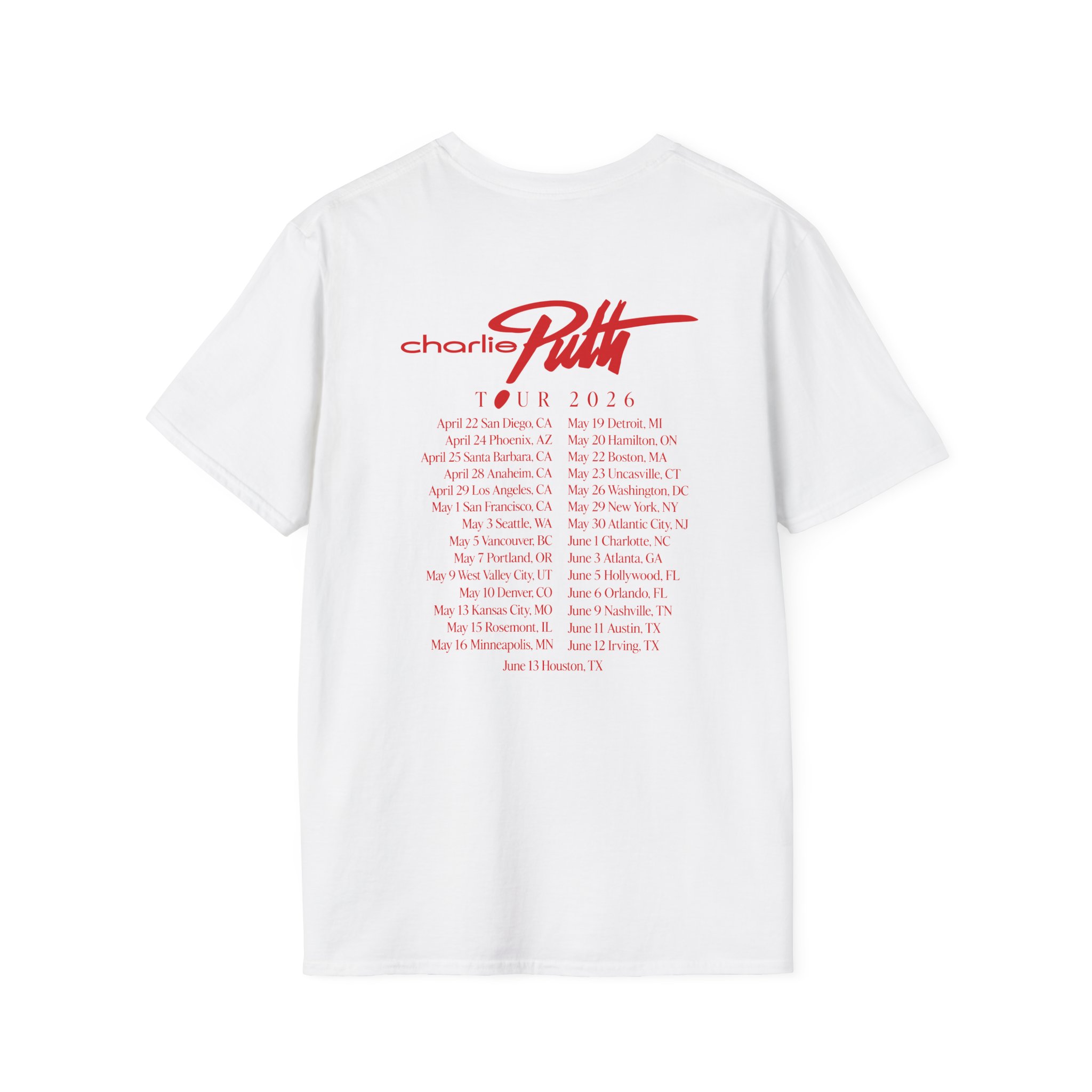 Charlie Puth Whatever's Clever! 2026 Unisex Softstyle T-shirt - Image 2