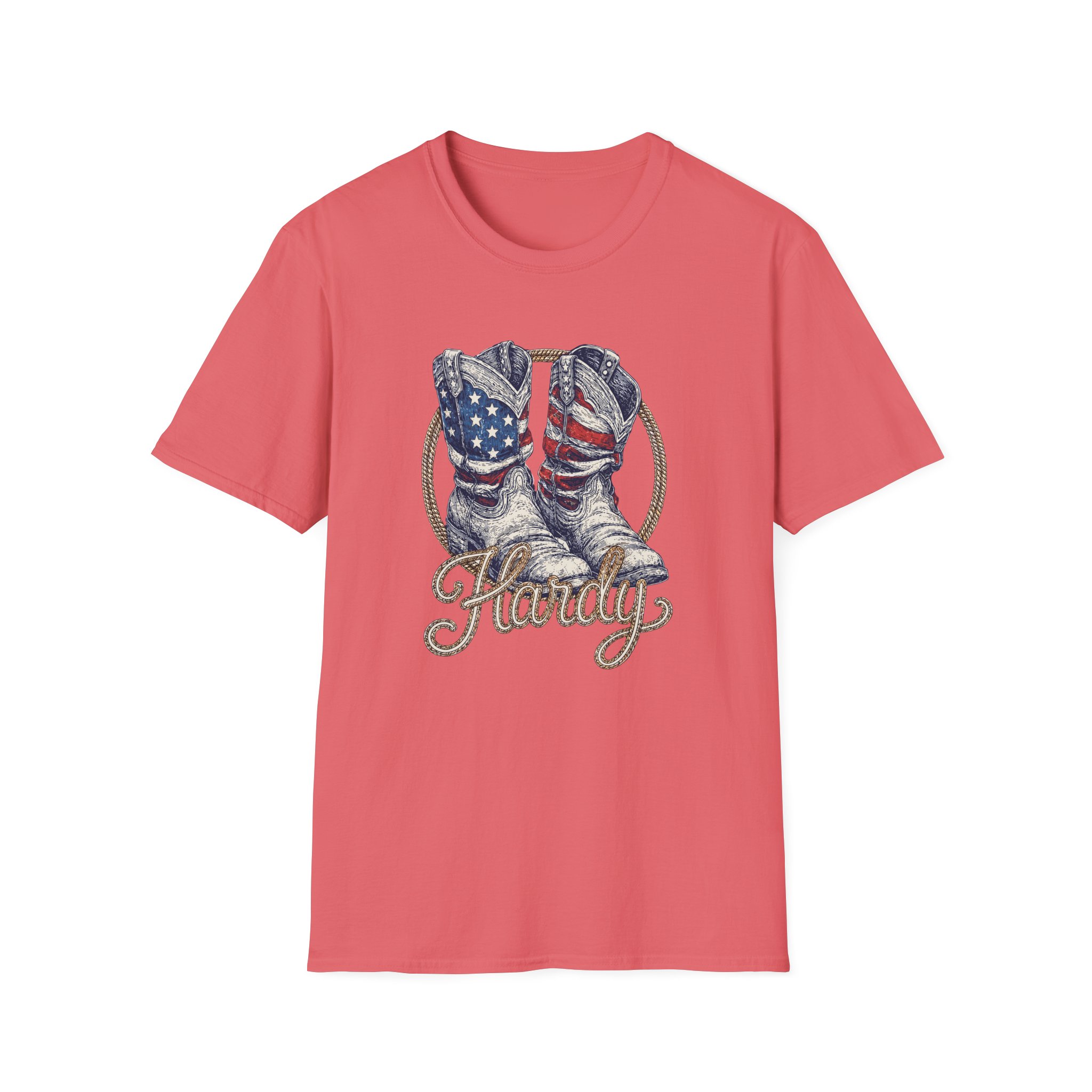Hd Boots Americana Ringer Unisex Softstyle T-Shirt - Image 5