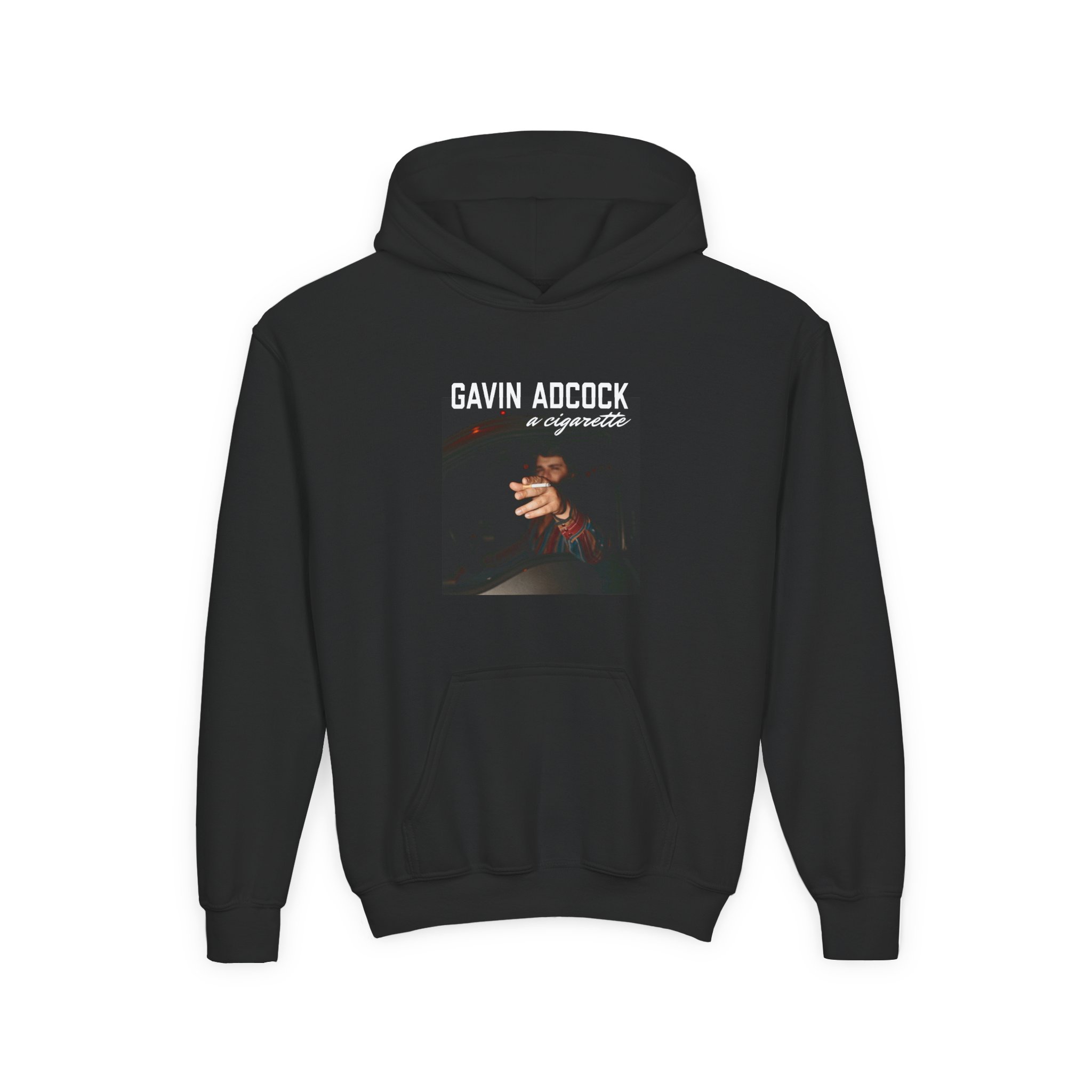 Gavin Adcock a Cigarette Black Photo Youth Heavy Blend Hooded Sweatshirt