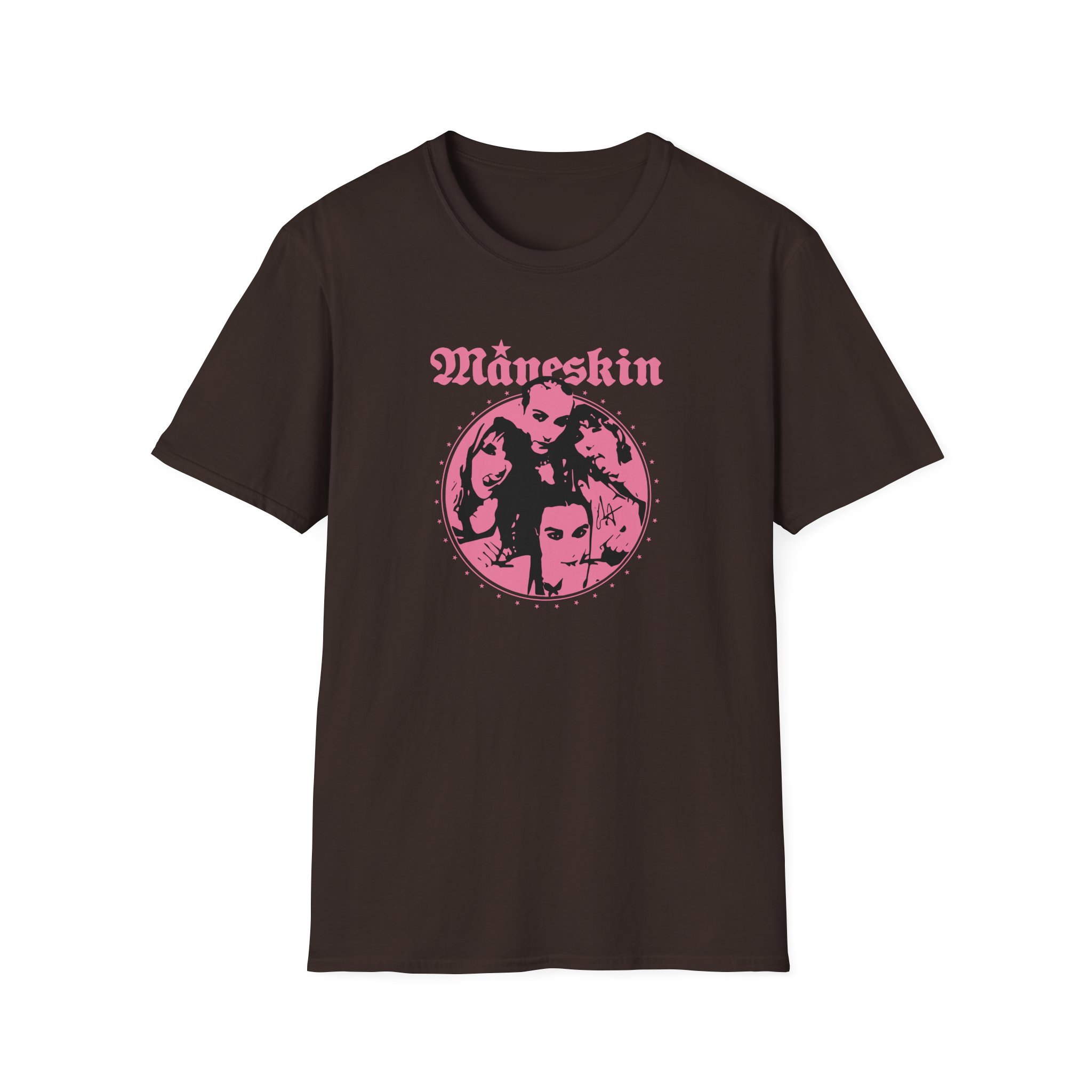 Maneskin Pink Fisheye Band Unisex Softstyle T-Shirt - Image 3