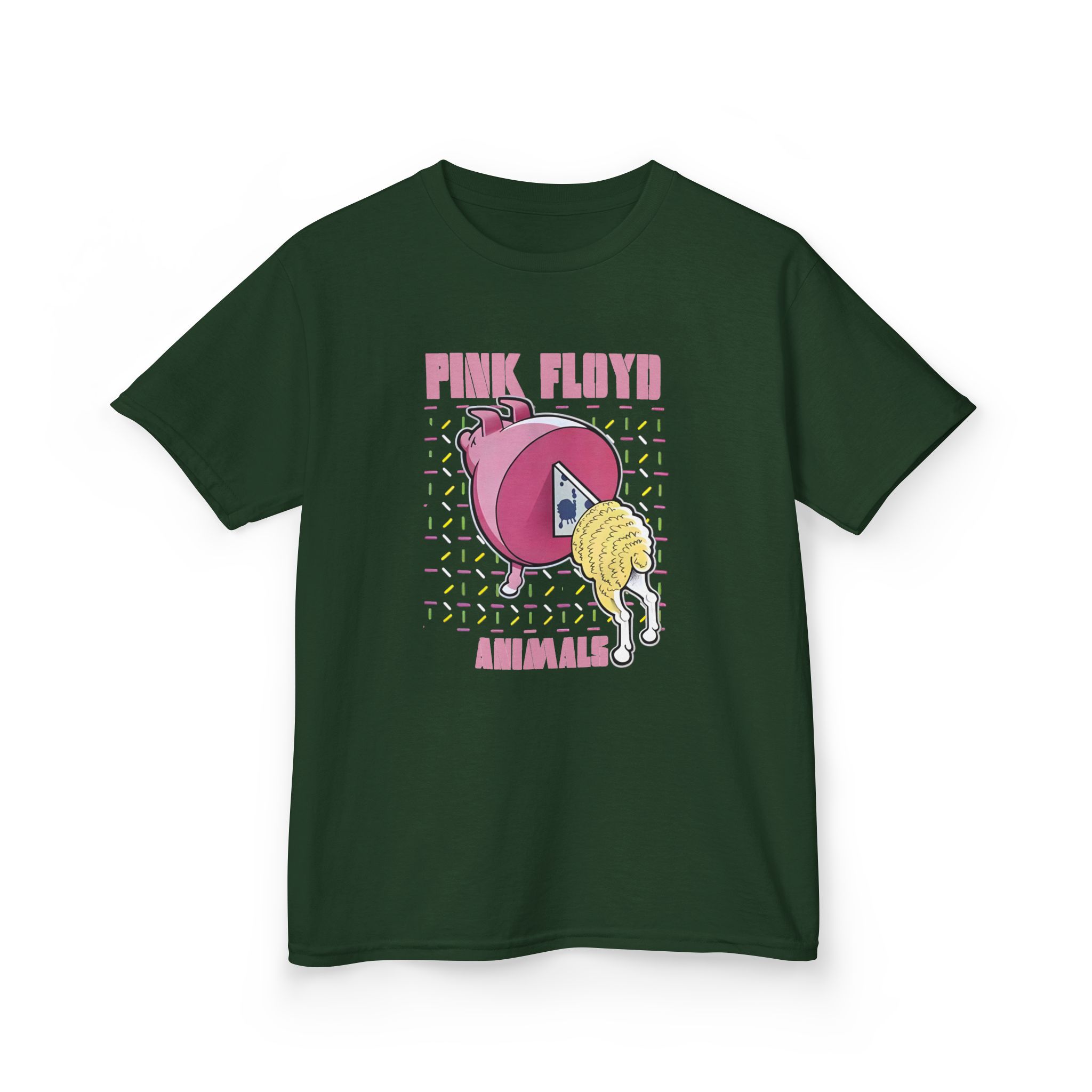 Pink Floyd Animals Oink Oink Kids Pink Retro Cartoon Graphic Tee - Image 7