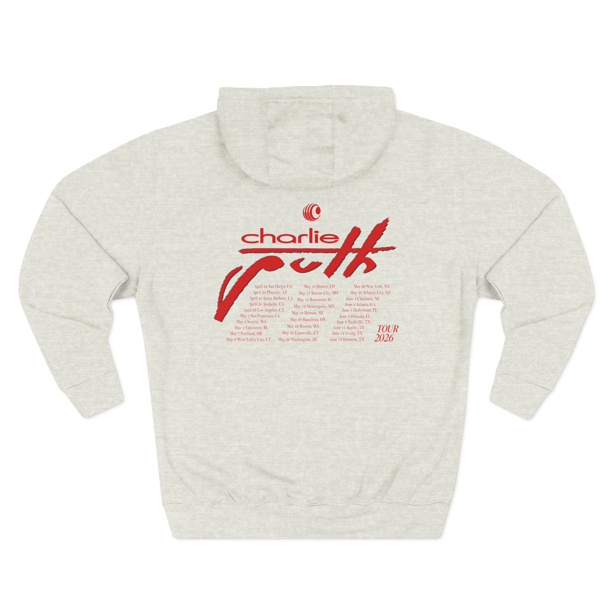 Charlie Puth Charlie Puth 2026 Tour Three-Panel Fleece Hoodie - Image 8