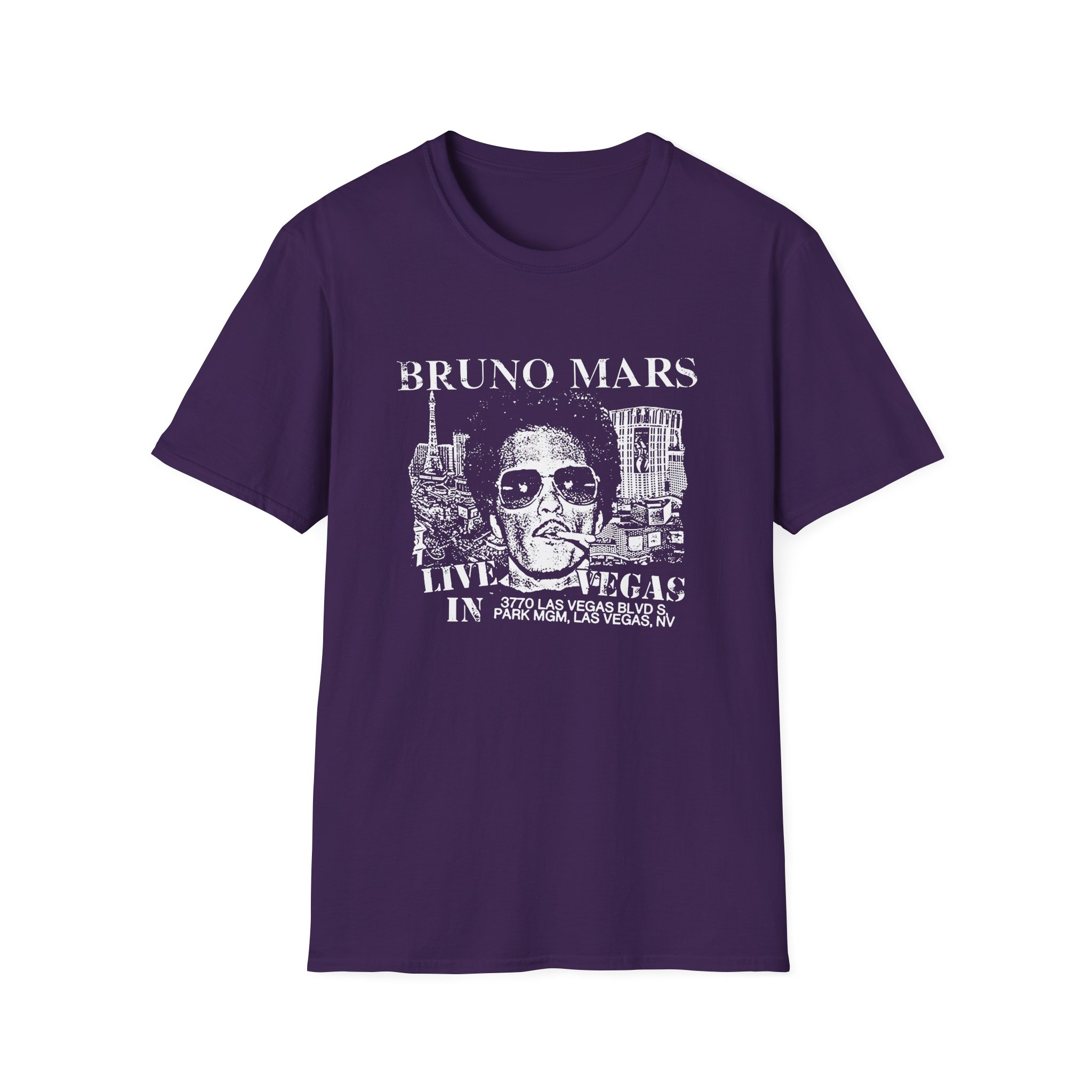 Bruno Mars Live In Vegas Unisex Softstyle T-Shirt - Image 11