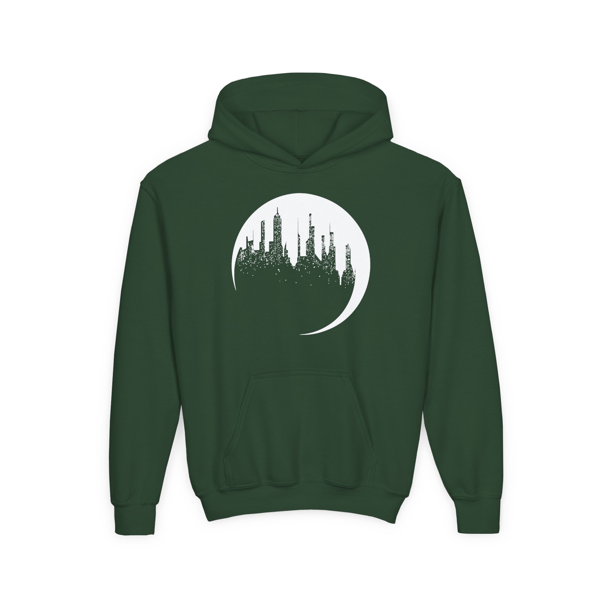 Dropout Unsleeping City Glow-In-The-Dark Youth Heavy Blend Hooded Sweatshirt - Image 3