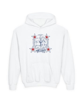 Maneskin RUSH! Faces & Red Starz Youth Heavy Blend Hooded Sweatshirt