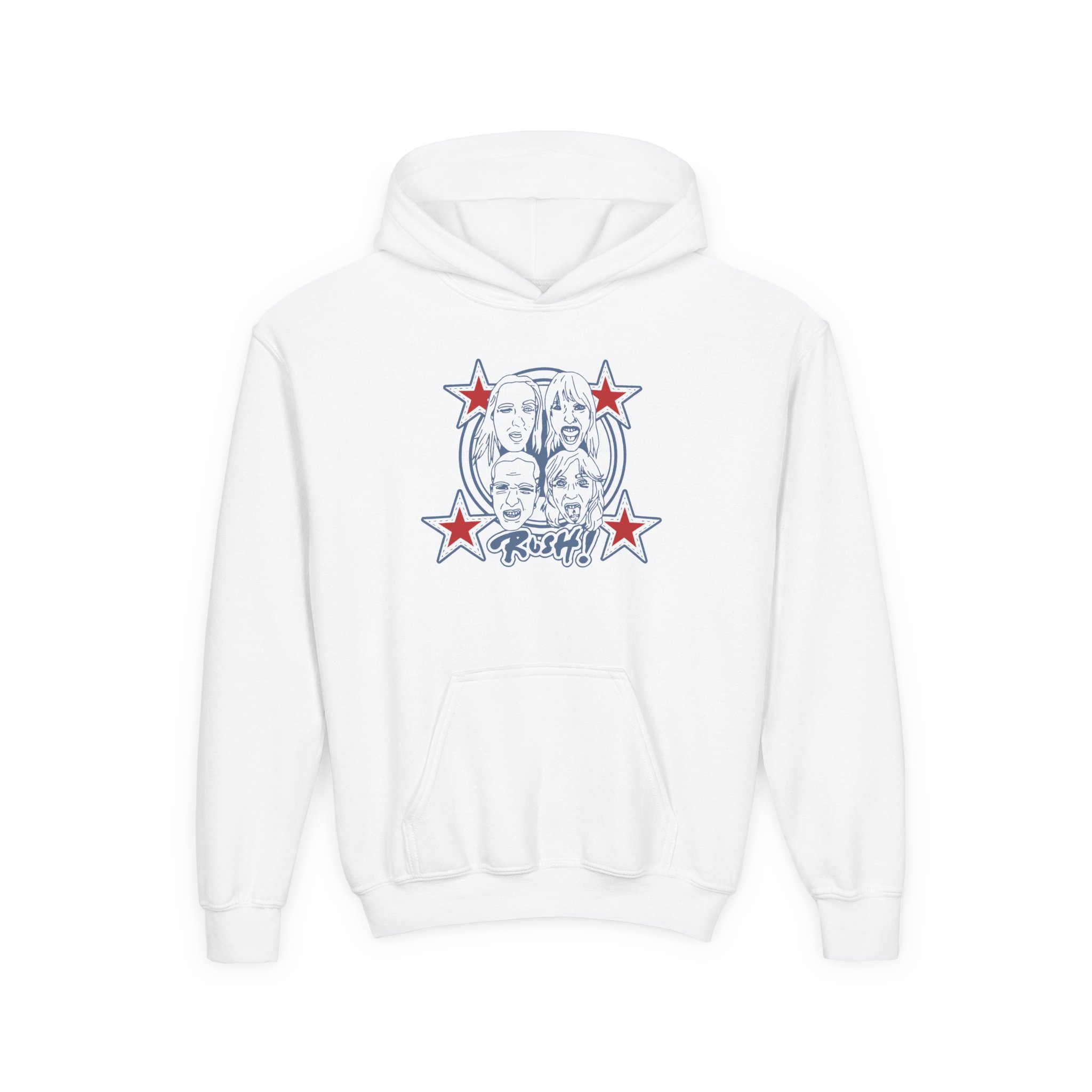 Maneskin RUSH! Faces & Red Starz Youth Heavy Blend Hooded Sweatshirt
