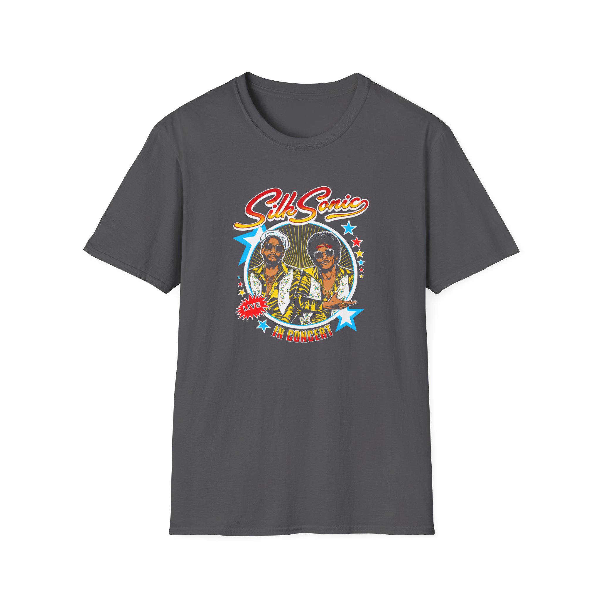 Bruno Mars Silk Sonic in Concert Unisex Softstyle T-Shirt - Image 5