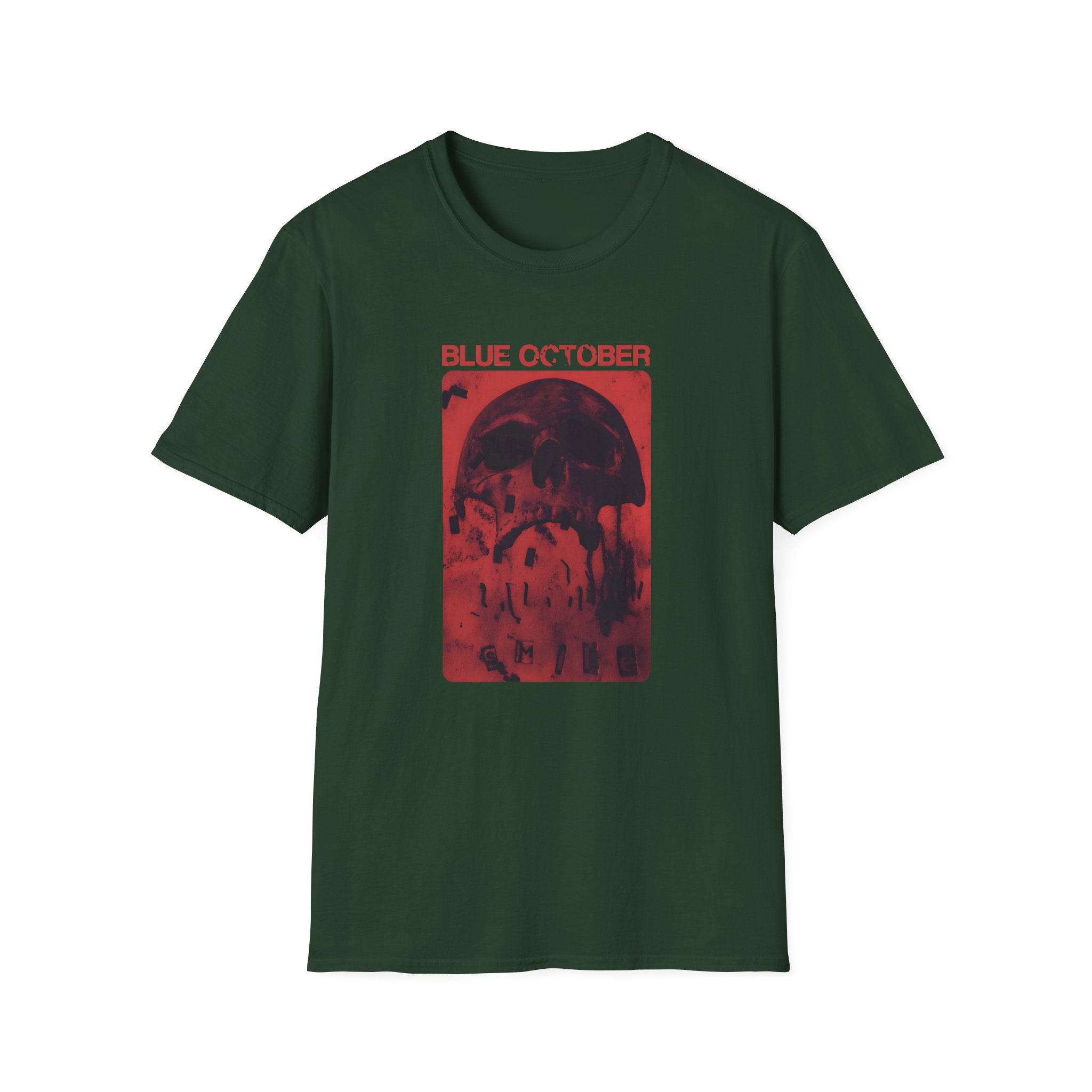 Blue October Skull Smile Unisex Softstyle T-shirt - Image 5