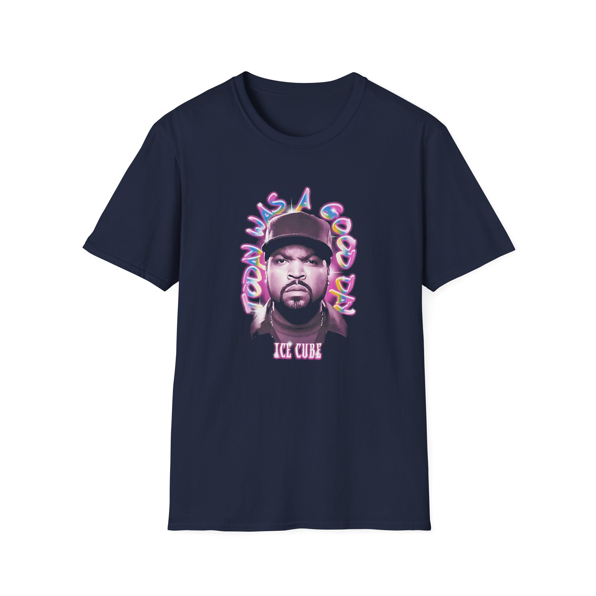 Ice Cube Airbrush Portrait Unisex Softstyle T-Shirt - Image 15