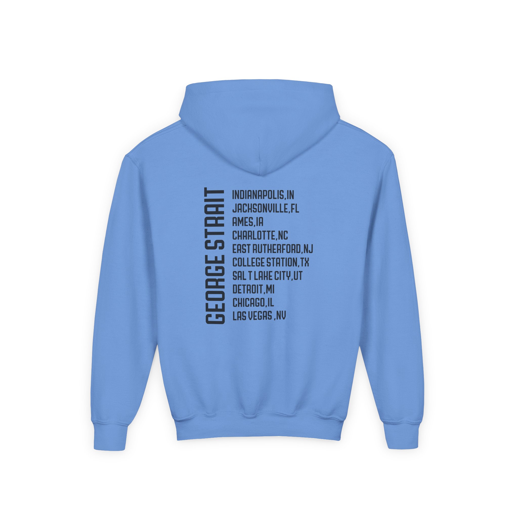 George Strait Heather Denim Silhouette Youth Heavy Blend Hooded Sweatshirt - Image 6