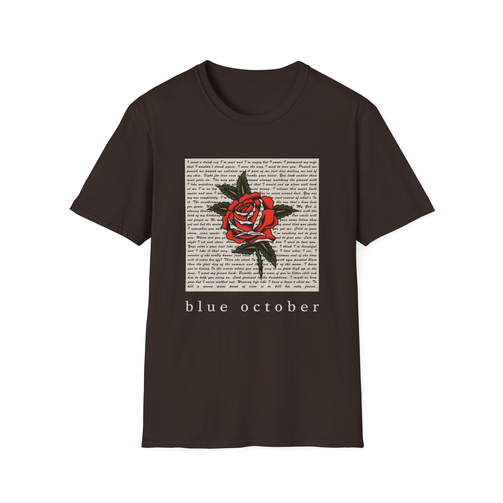 Blue October Rose Lyric Unisex Softstyle T-Shirt - Image 5