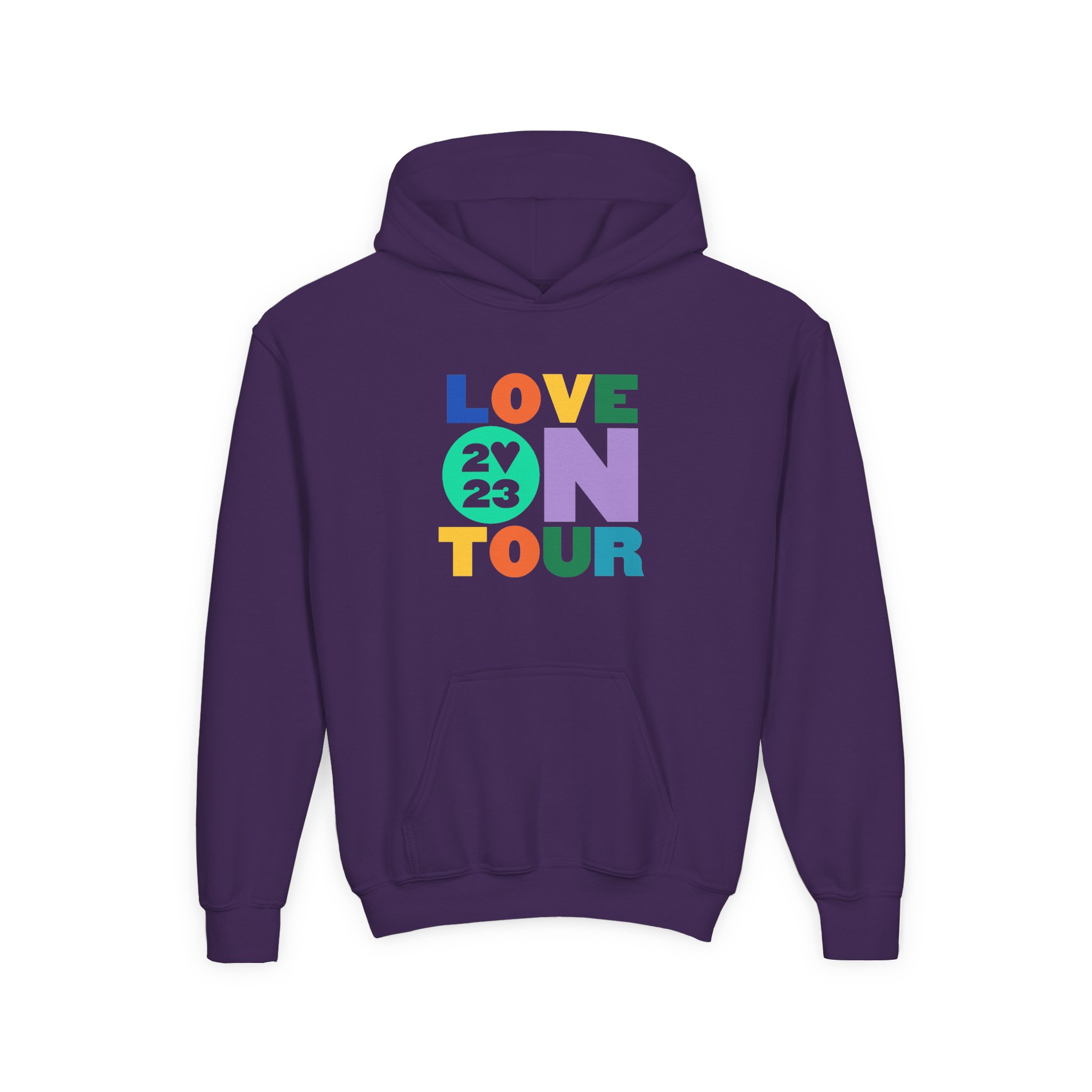 Love on Tour 2023 Youth Heavy Blend Hooded Sweatshirt - Image 9