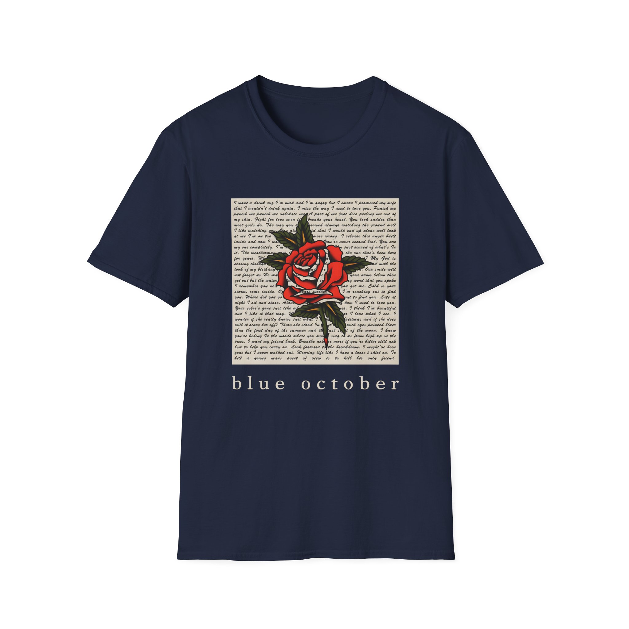 Blue October Rose Lyric Unisex Softstyle T-Shirt - Image 13