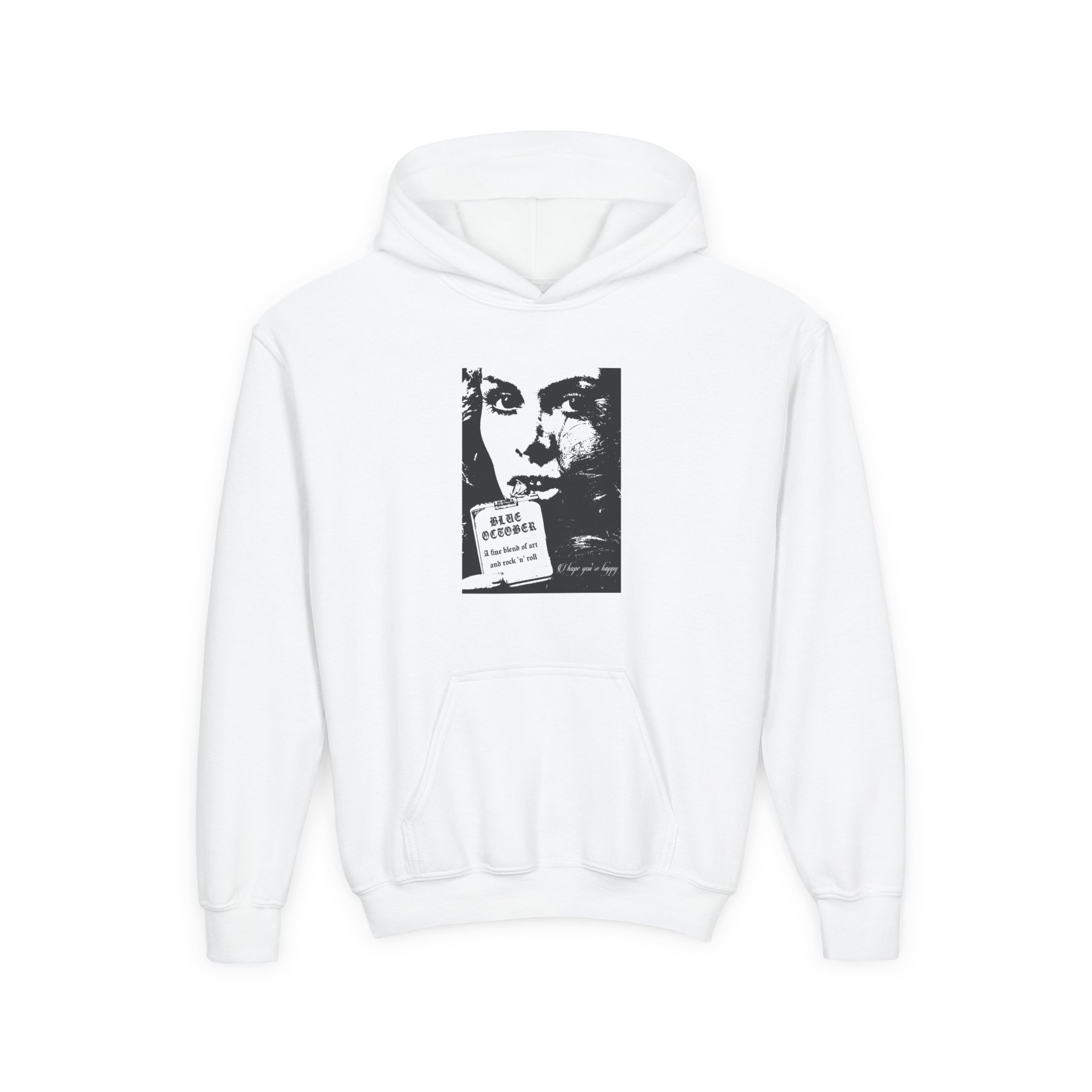 Blue October a Fine Blend Youth Heavy Blend Hooded Sweatshirt - Image 3