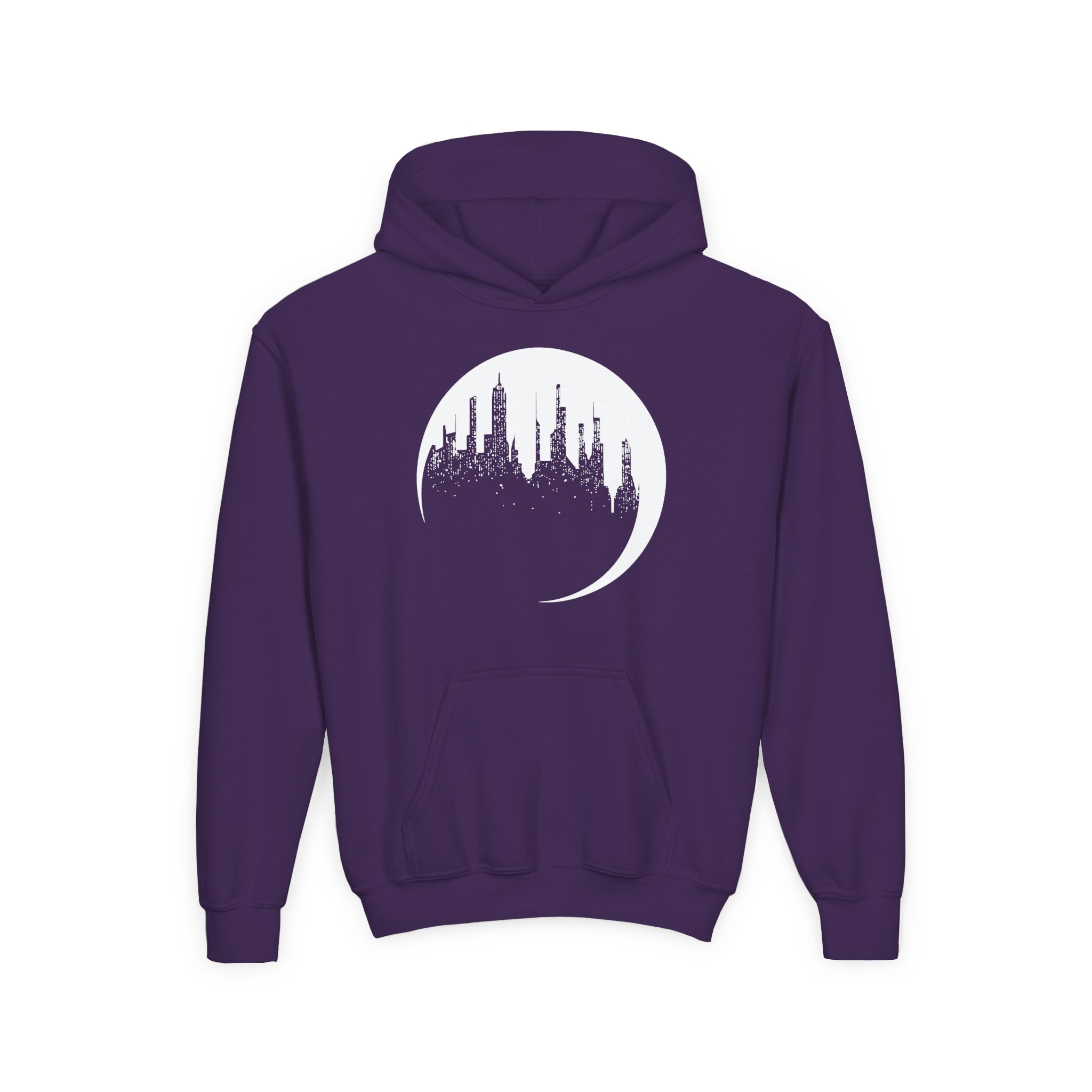 Dropout Unsleeping City Glow-In-The-Dark Youth Heavy Blend Hooded Sweatshirt - Image 7