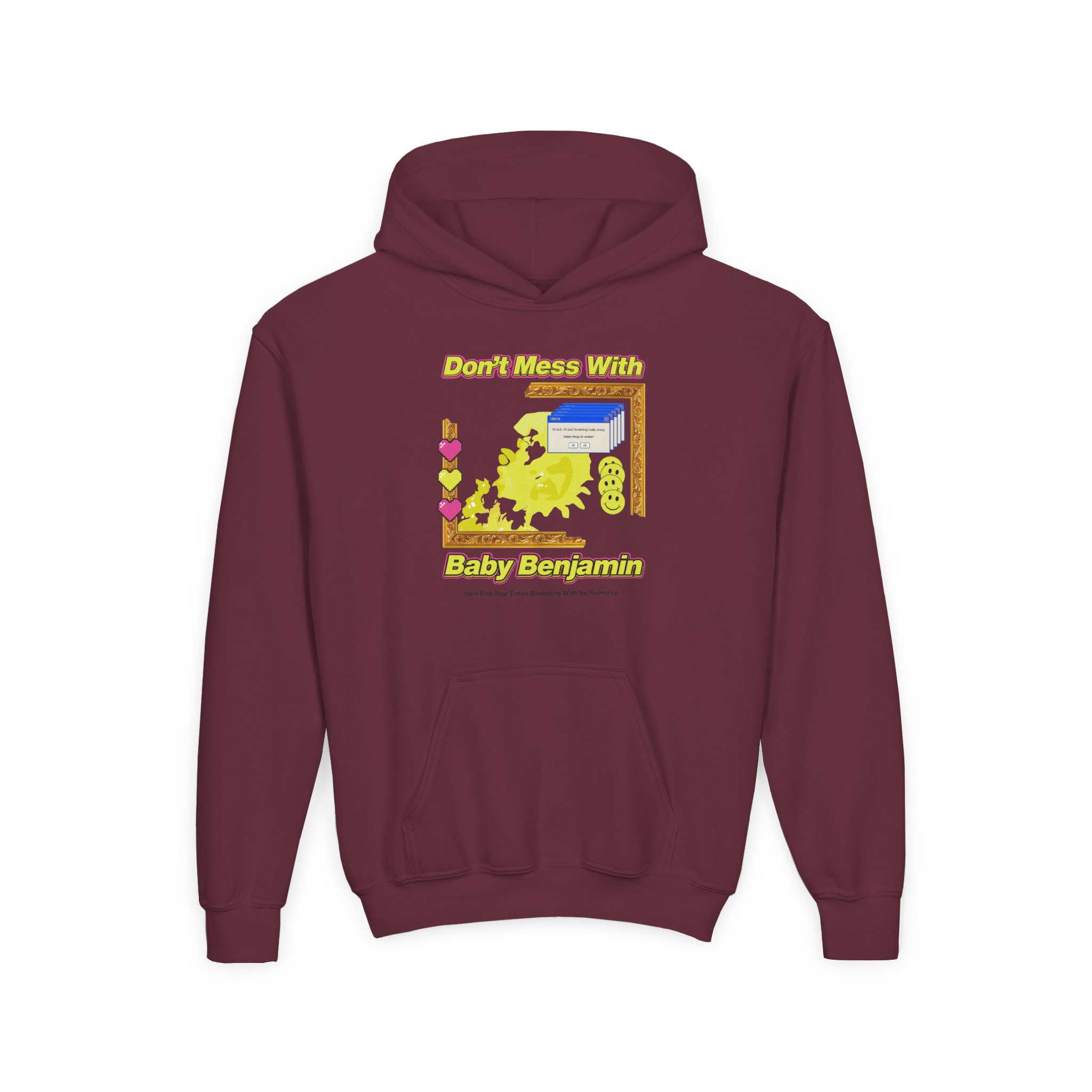 Garrett Watts Don't Mess With Baby Benjamin Youth Heavy Blend Hooded Sweatshirt - Image 7