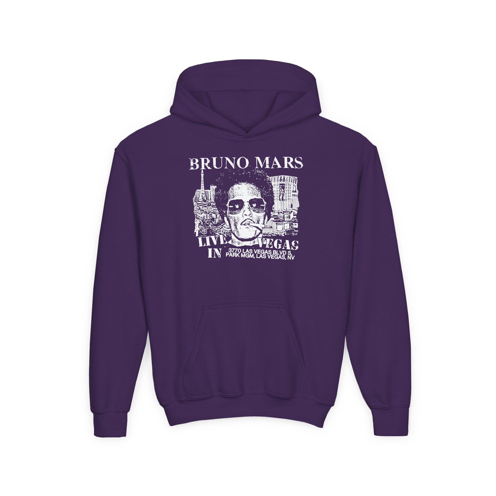 Bruno Mars Live In Vegas Youth Heavy Blend Hooded Sweatshirt - Image 7