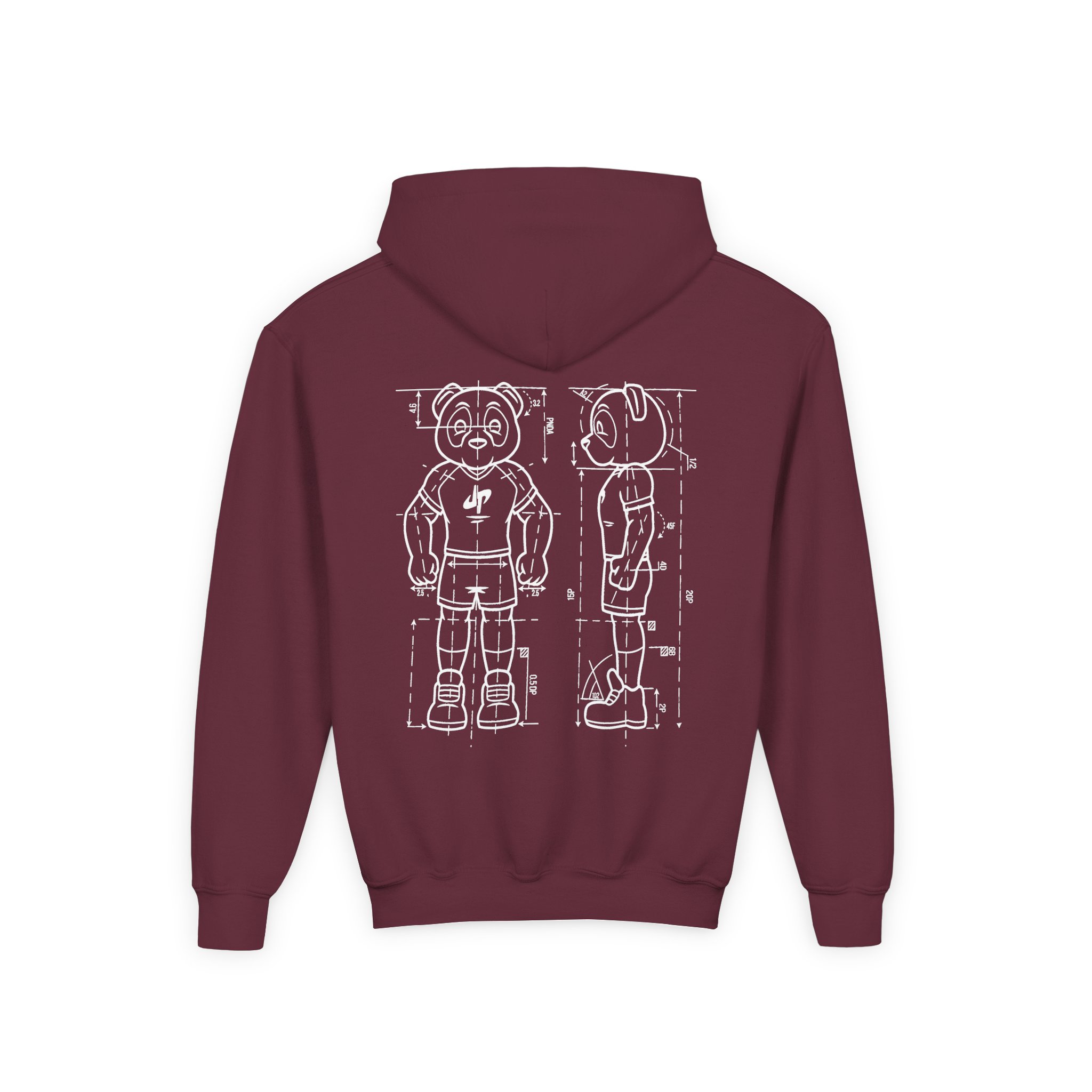 Dude Perfect Blueprint Panda Youth Heavy Blend Hooded Sweatshirt - Image 6