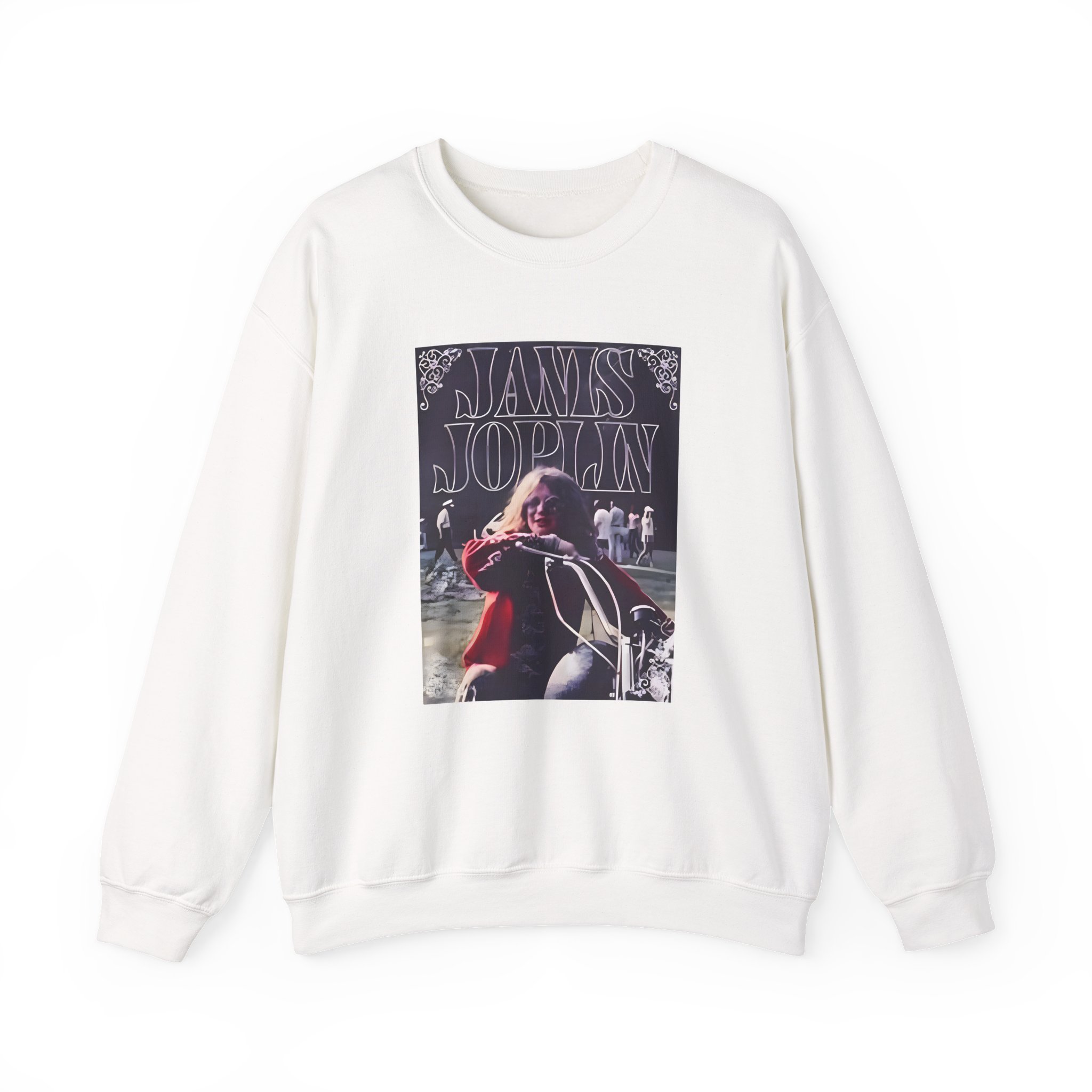 Janis Joplin Greatest Hits Motorcycle Cover Unisex Heavy Blend™ Crewneck Sweatshirt