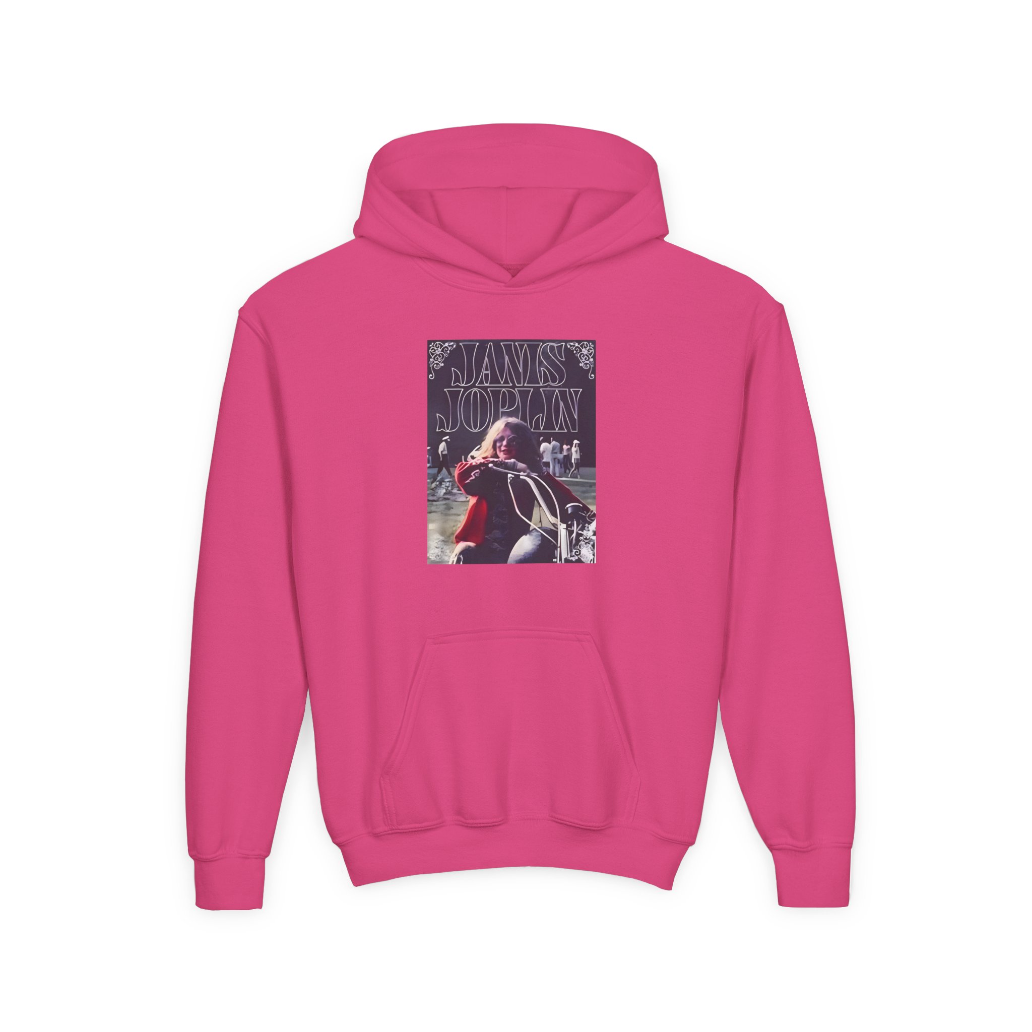 Janis Joplin Greatest Hits Motorcycle Cover Youth Heavy Blend Hooded Sweatshirt - Image 17