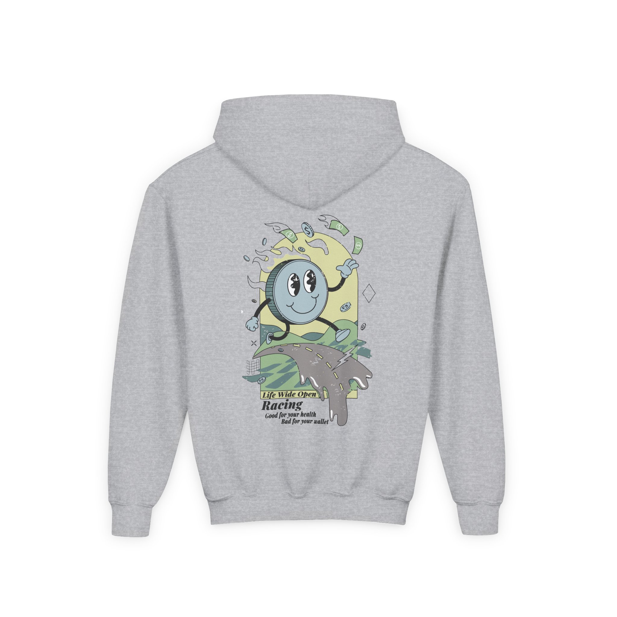 Cboystv Racing Coin Youth Heavy Blend Hooded Sweatshirt - Image 4