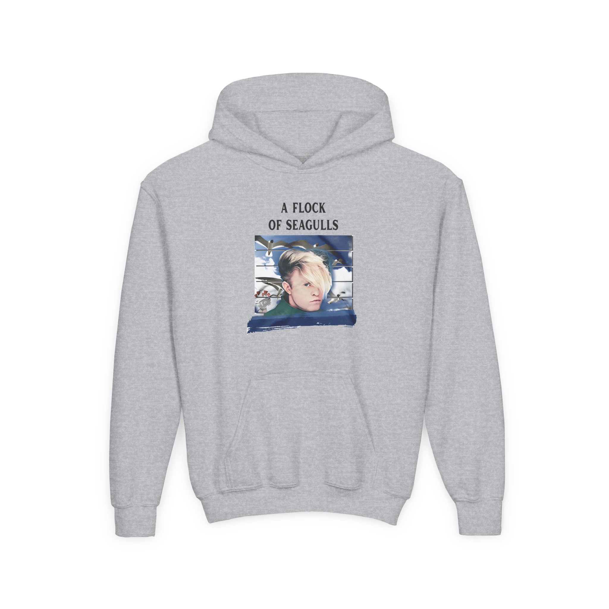A Flock of Seagulls Birds in Flight Youth Heavy Blend Hooded Sweatshirt - Image 3