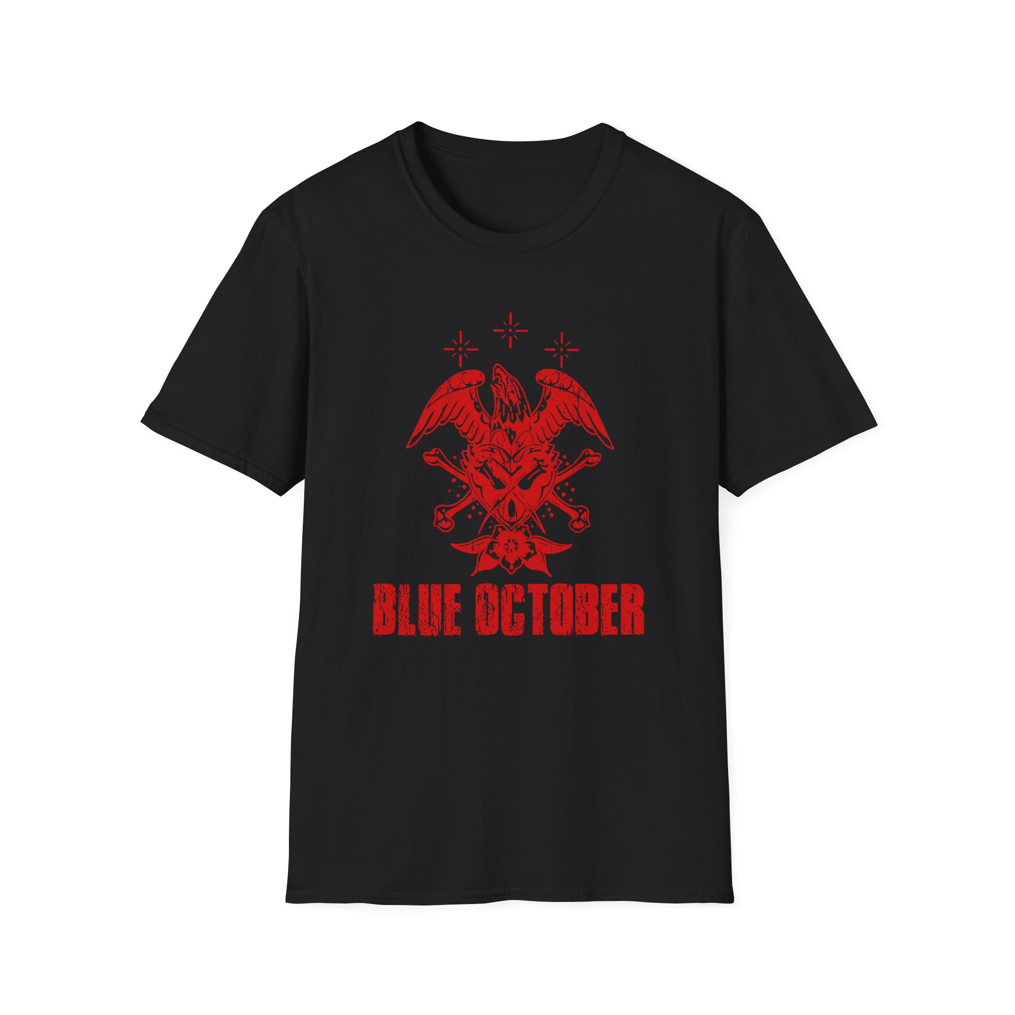 Blue October Heart Eagle Splatter Unisex Softstyle T-Shirt