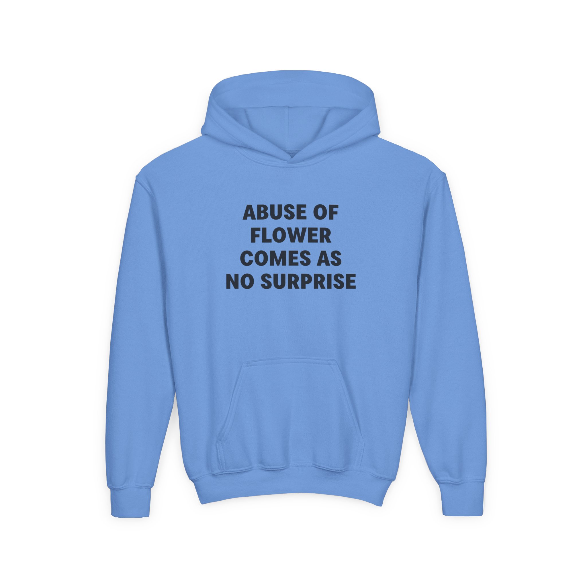 Jenny Holzer Abuse of Flower Comes as No Surprise Youth Heavy Blend Hooded Sweatshirt - Image 5