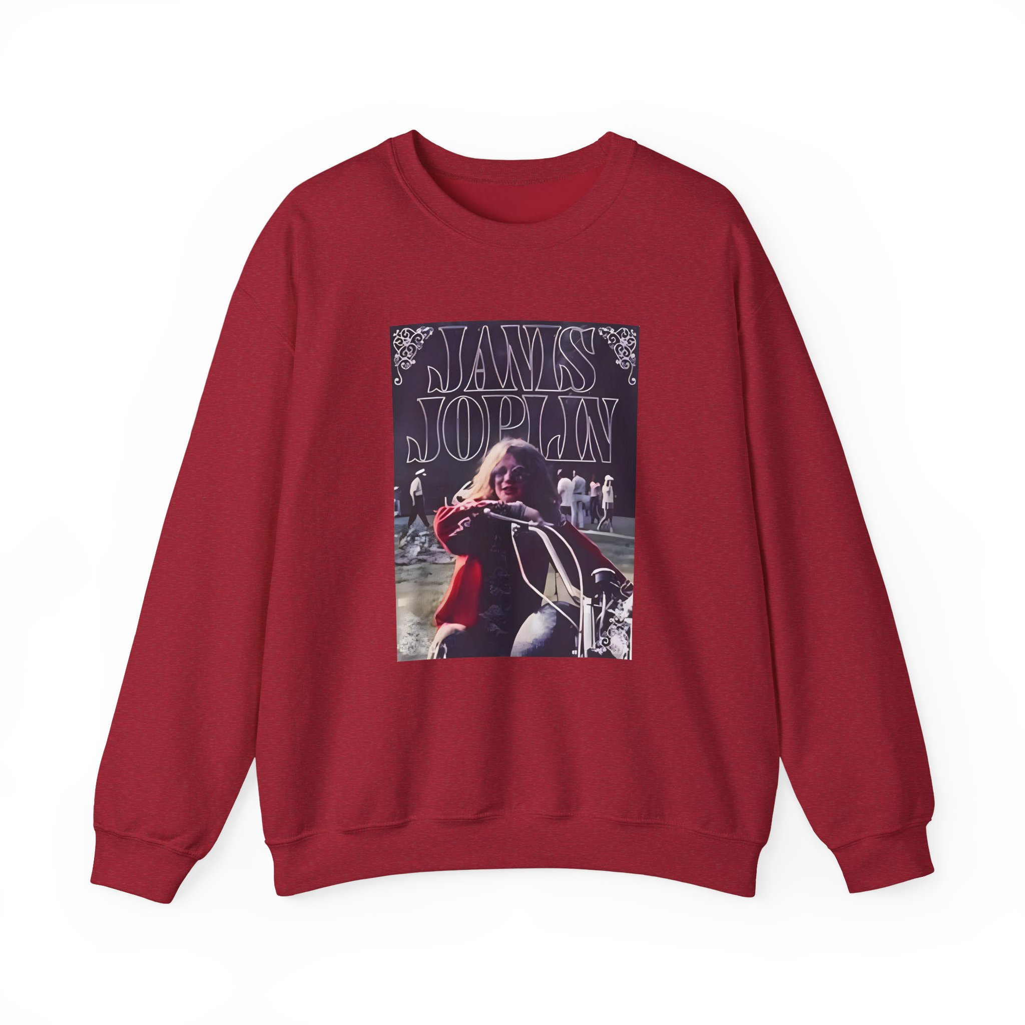 Janis Joplin Greatest Hits Motorcycle Cover Unisex Heavy Blend™ Crewneck Sweatshirt - Image 25